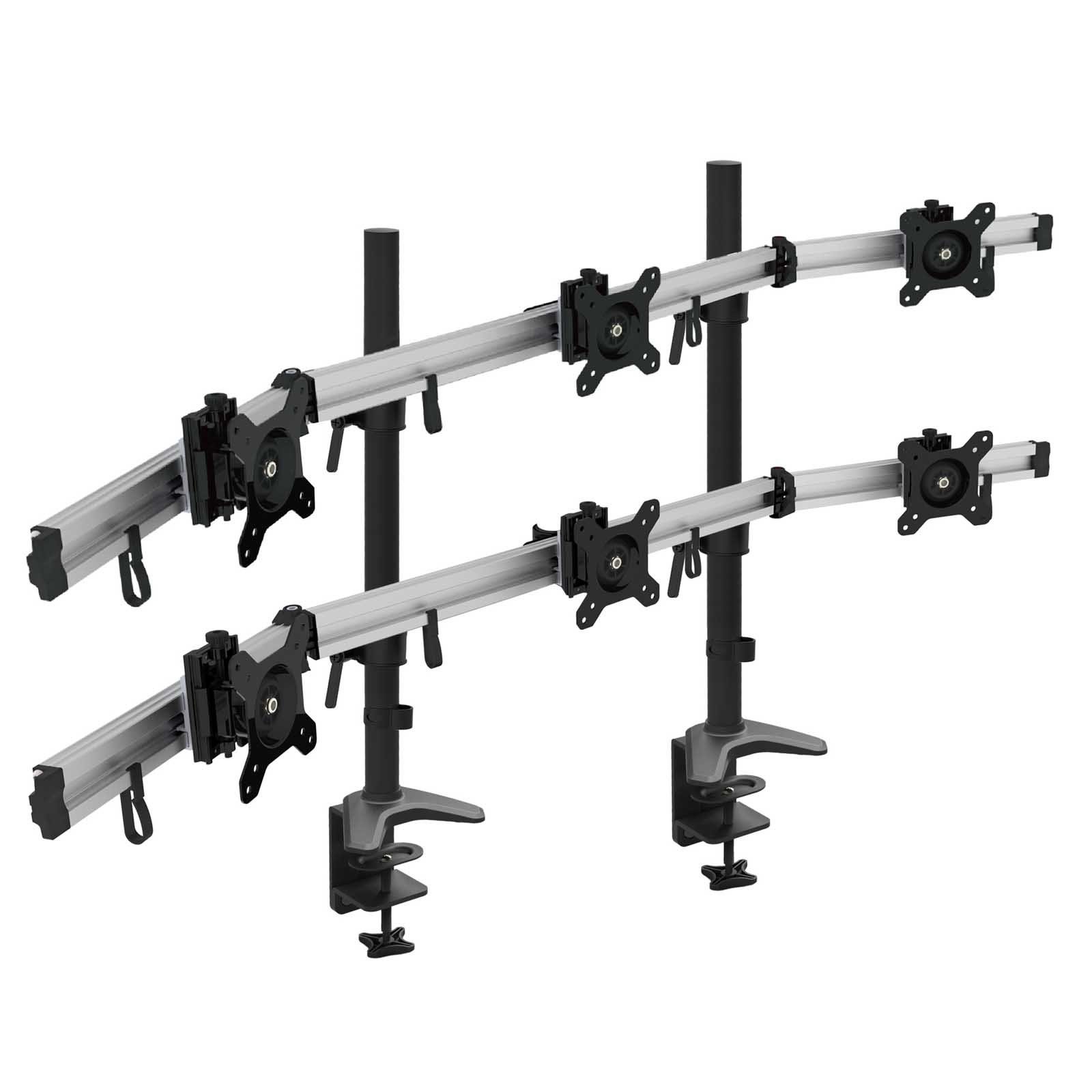 HFTEK Monitor-Halterung, (6-Fach Monitorarm - Tischhalterung für 6 Bildschirme von 15 – 27 Zoll)