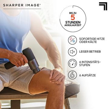Sharper Image Massagepistole Fitness Hot- & Cold-Aufsatz, Massagegun, mit Kälte-/ Wärmefunktion & 6 Massageköpfen