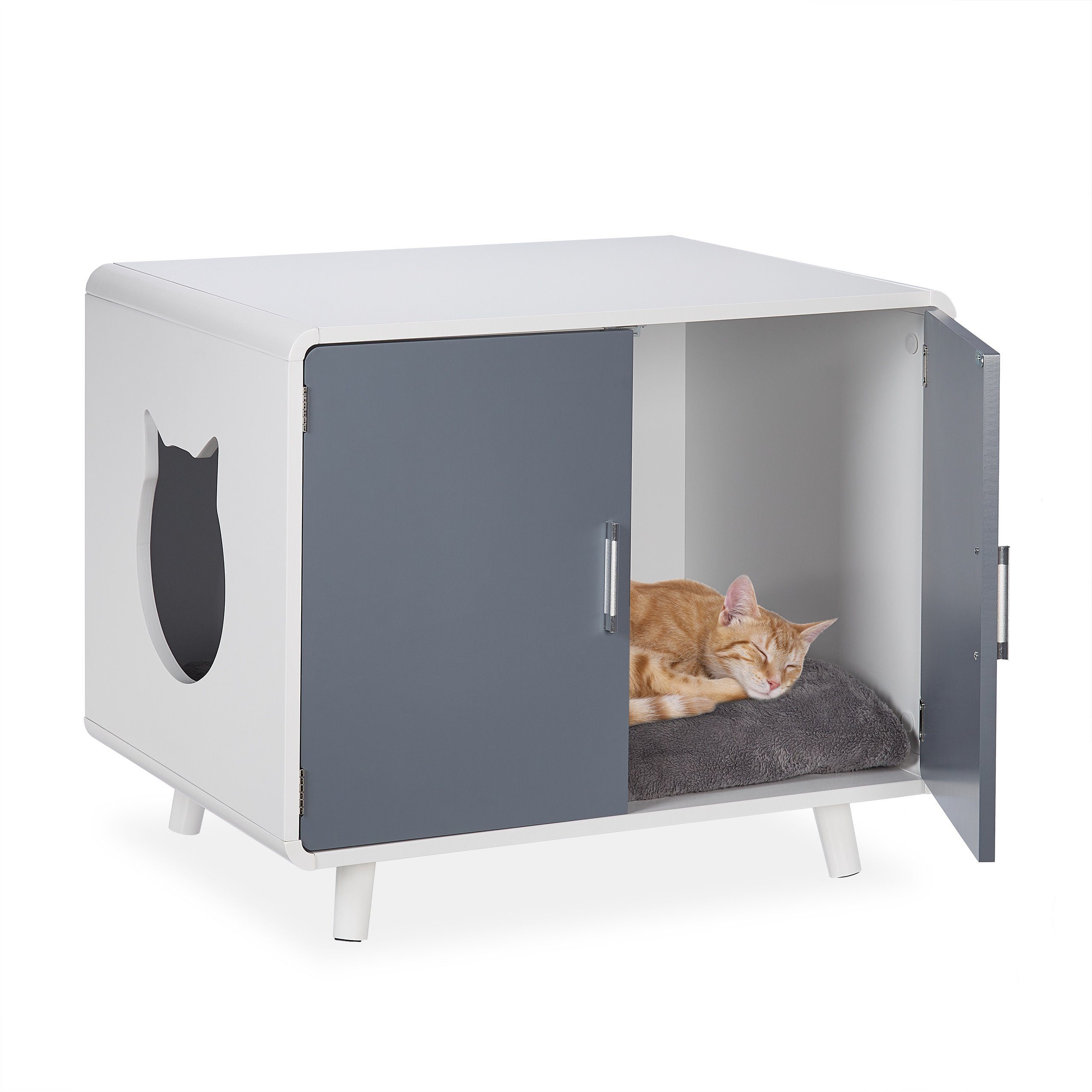 relaxdays Katzenzelt Katzenschrank mit Türen