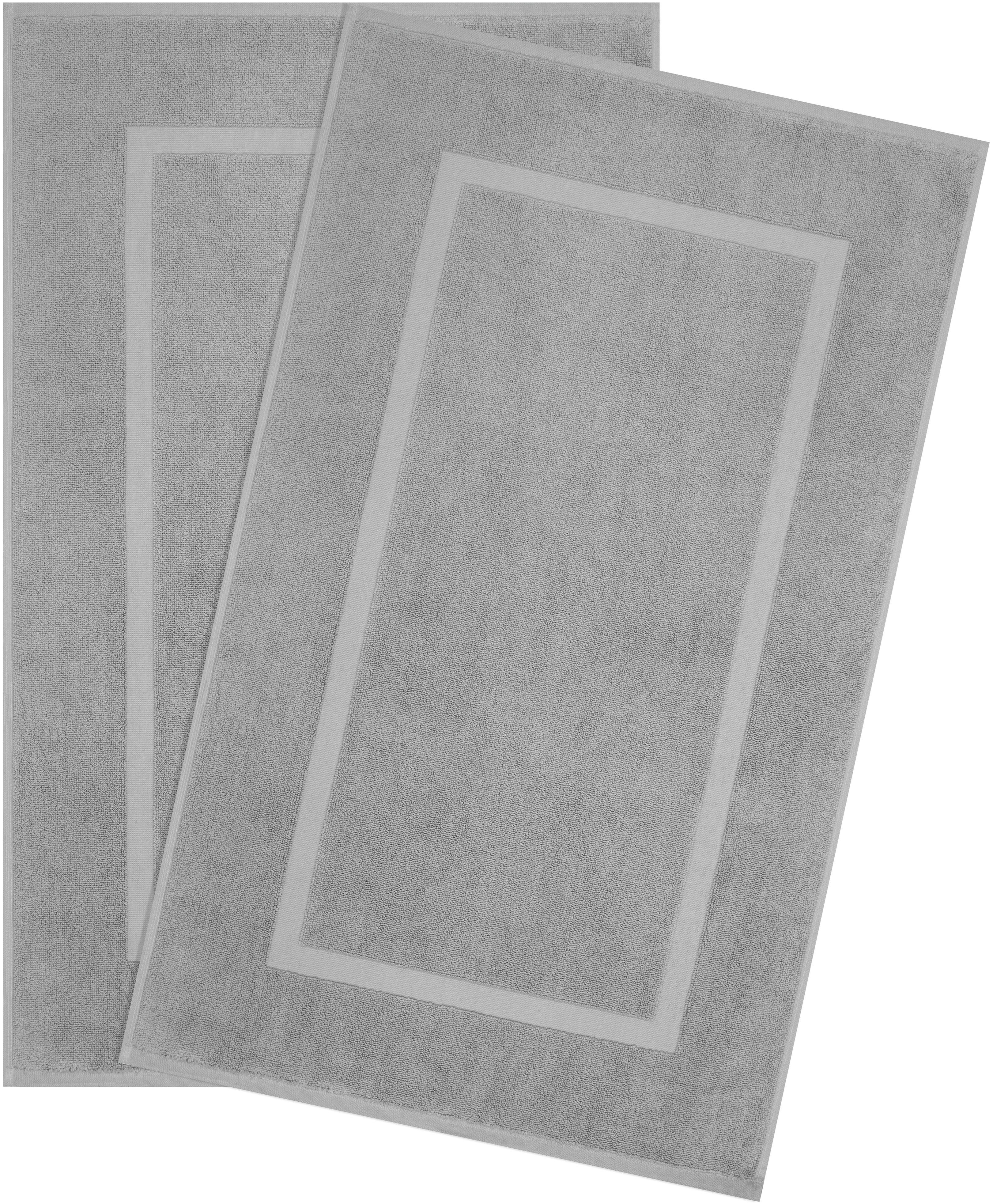 HAMMETEX Badematte Hotelmatte, Duschvorleger, Höhe 5 mm, rutschhemmend beschichtet, beidseitig nutzbar, Baumwolle, rechteckig, 2-teiliges Set, einfarbig, 100% Baumwolle