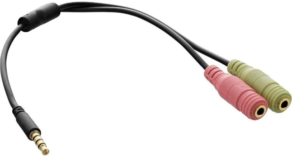 Inline InLine® Audio Headset Adapterkabel, 3,5mm Klinke Stecker 4pol. an 2x Audio-Adapter