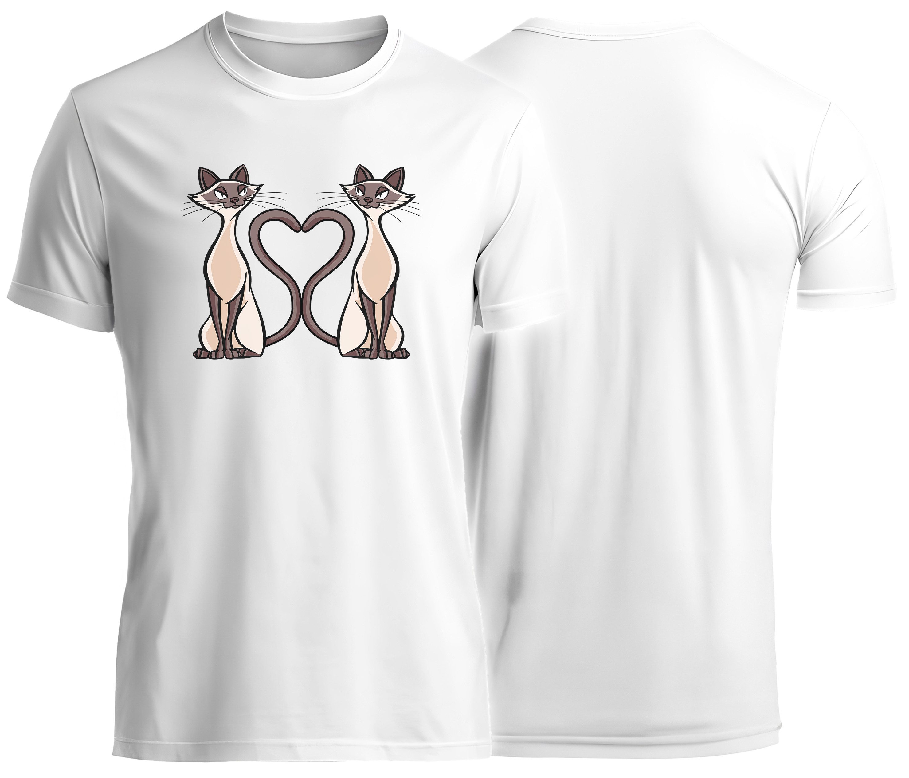 T-Shirt Katzen print Shirt 2 Katzen mit Herz