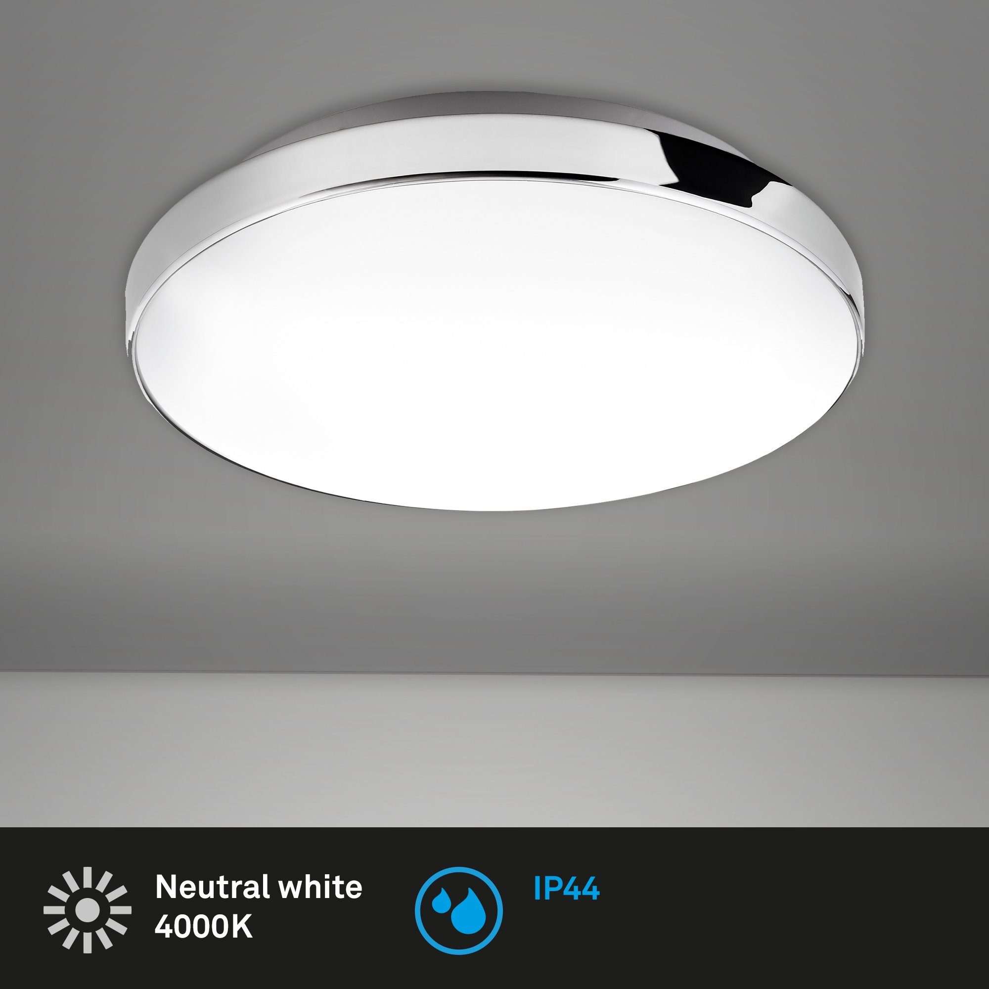 LED Deckenleuchte Briloner 3351-016 Wohnraumlampe Weiß Chrom 13 Watt 1200 Lumen 