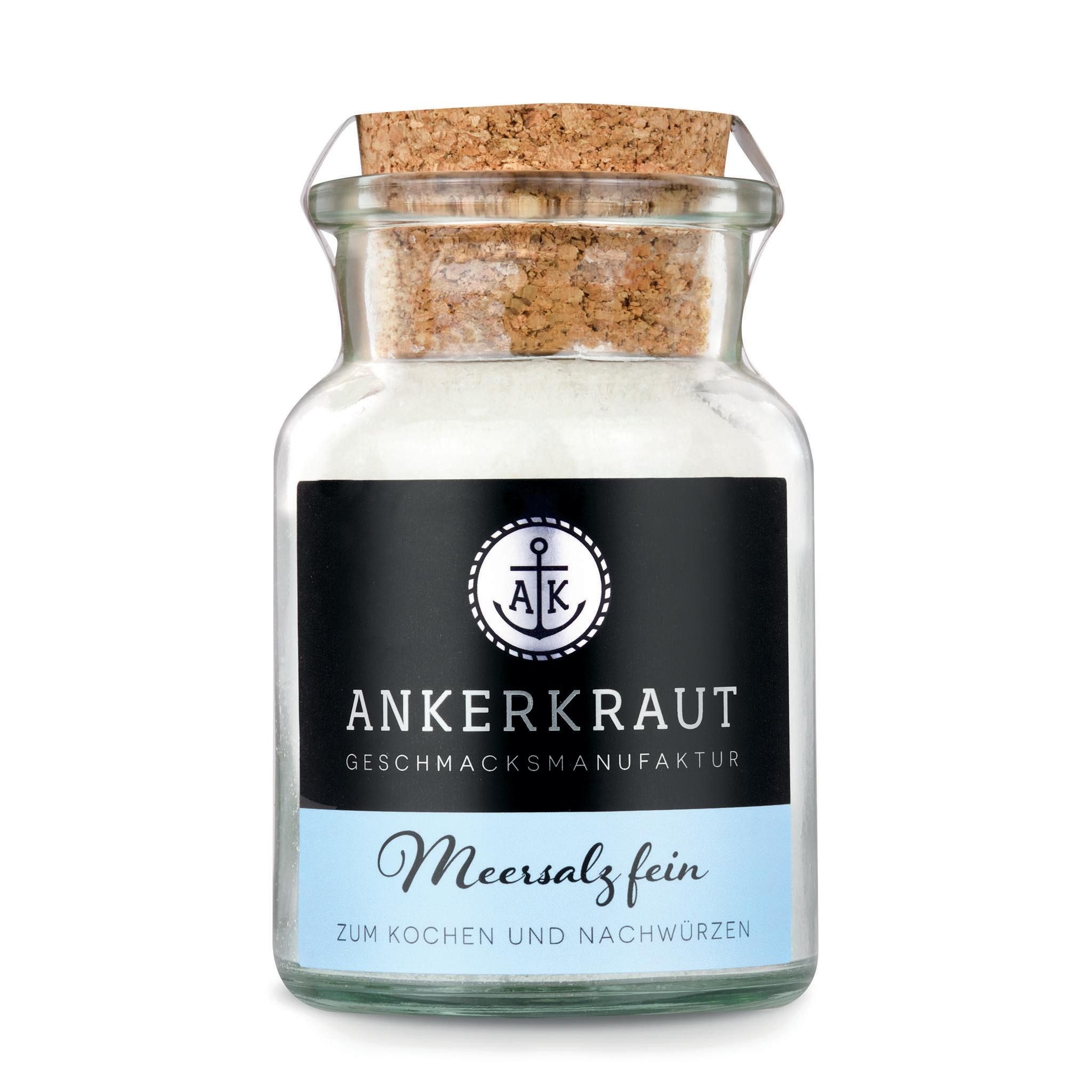 Ankerkraut Gewürz Meersalz fein, Meersalz fein, 170g im Korkenglas