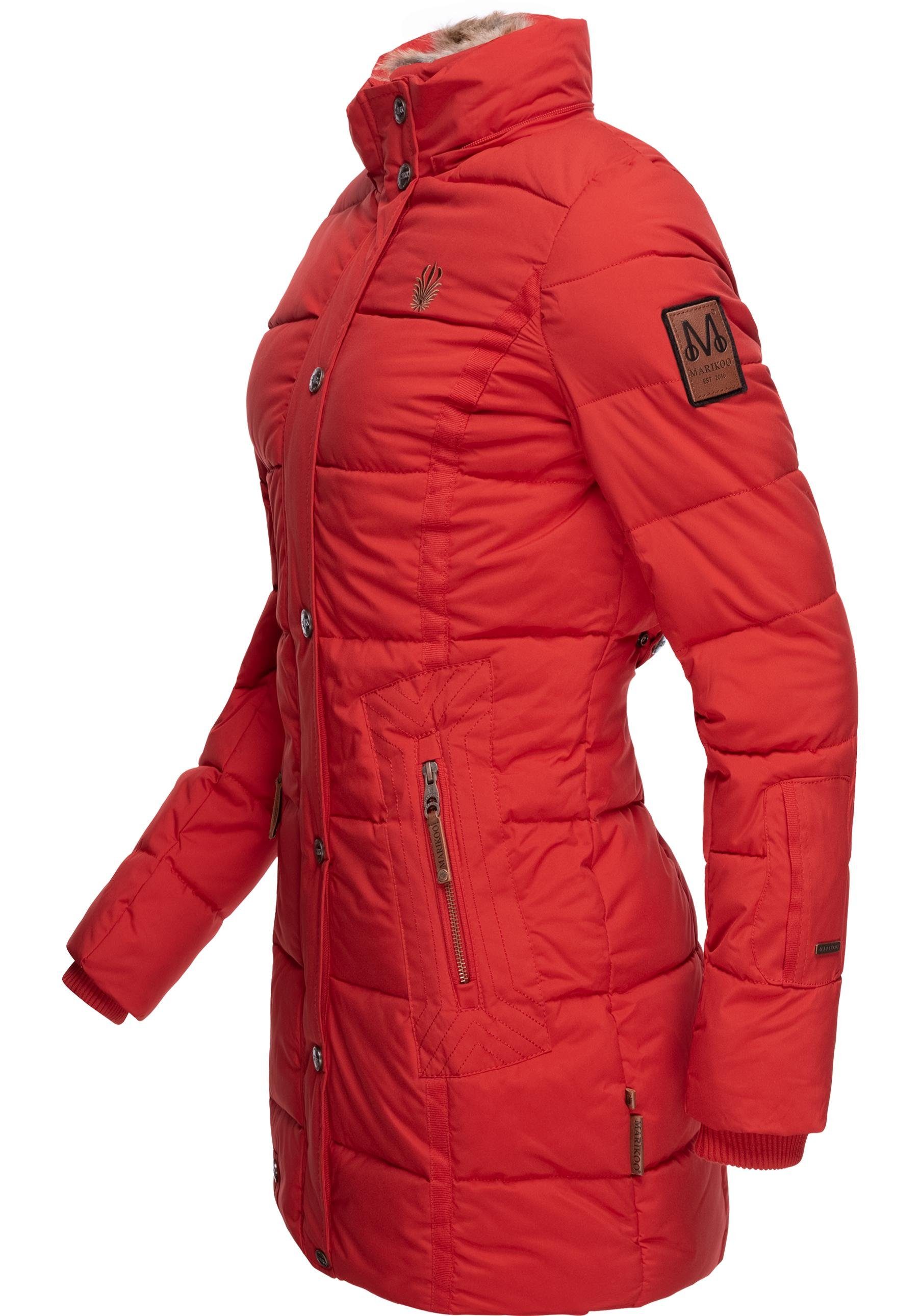 Marikoo Wintermantel Lieblings Jacke stylischer Winter Steppmantel m. Kunstpelz-Kapuze