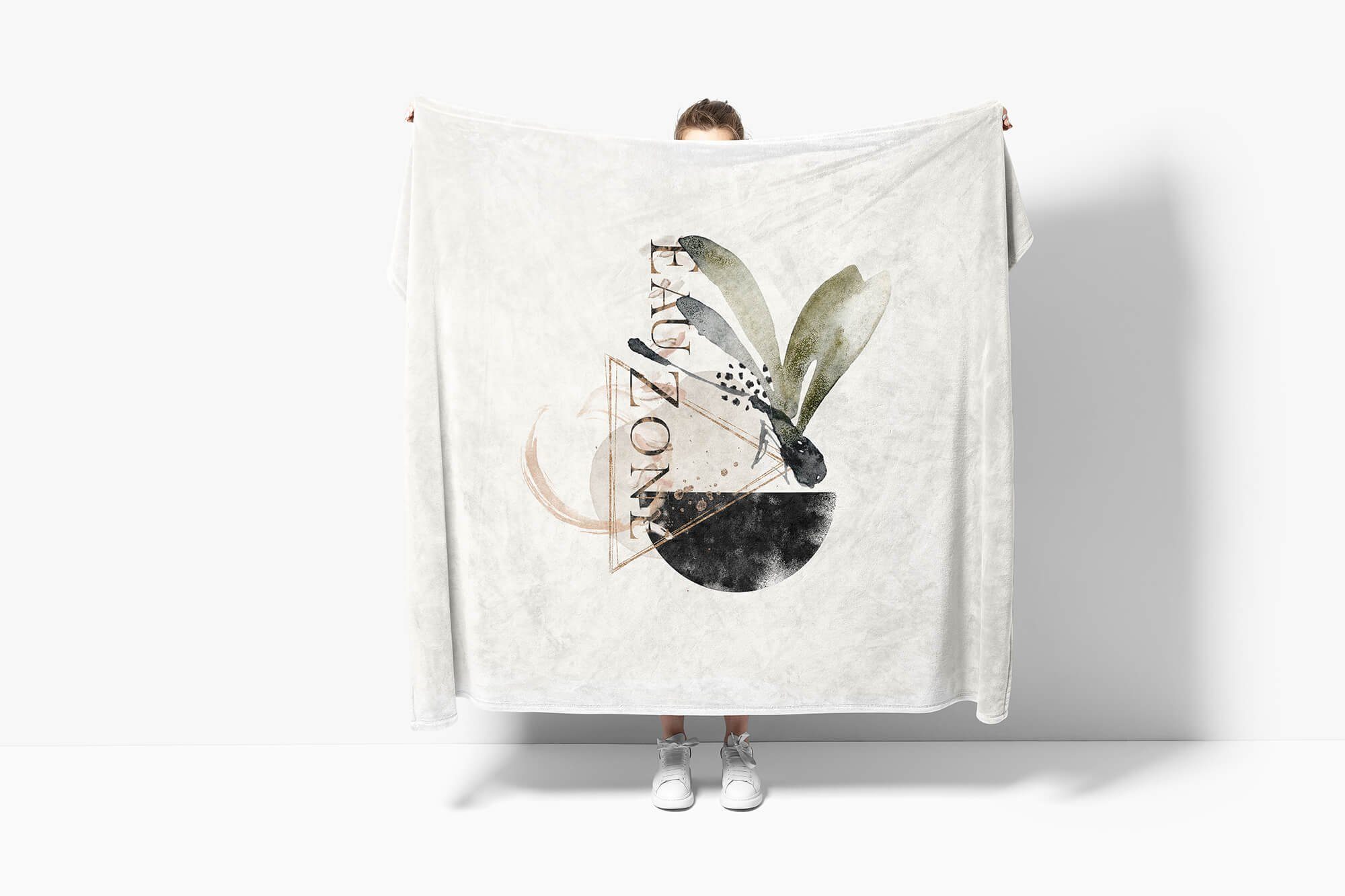 (1-St), Kuscheldecke Handtuch Baumwolle-Polyester-Mix Kunstvoll Strandhandtuch Art Sinus Motiv, Handtücher Libelle Saunatuch Handtuch
