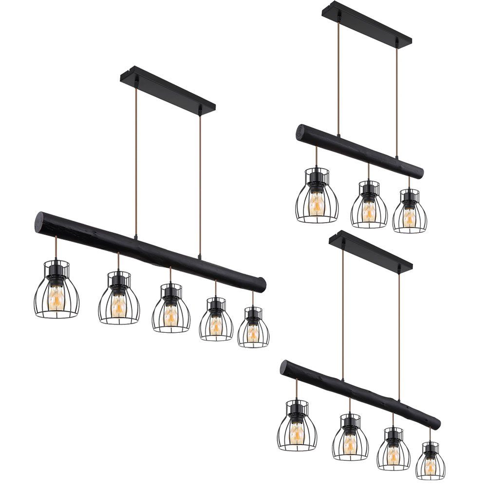 Hängeleuchte Pendellampe schwarz Warmweiß, LED Leuchtmittel etc-shop Pendelleuchte, inklusive, Holz Esstischleuchte