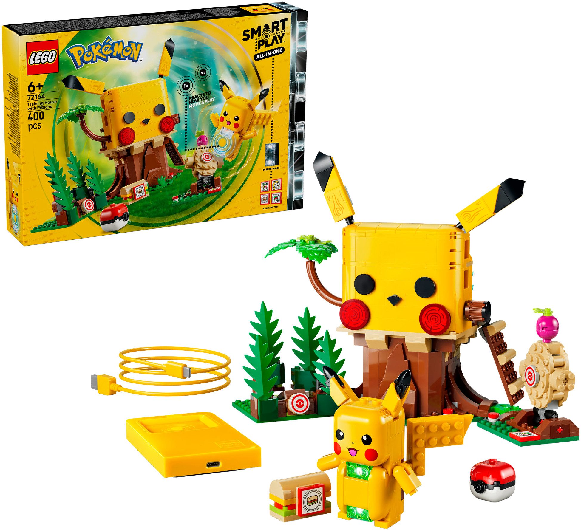 LEGO® SMART Play™ Trainingshaus mit Pikachu (72164), LEGO Pokémon Konstruktionsspielsteine, (400 St), inklusive SMART Brick, mit Licht- und Soundeffekten