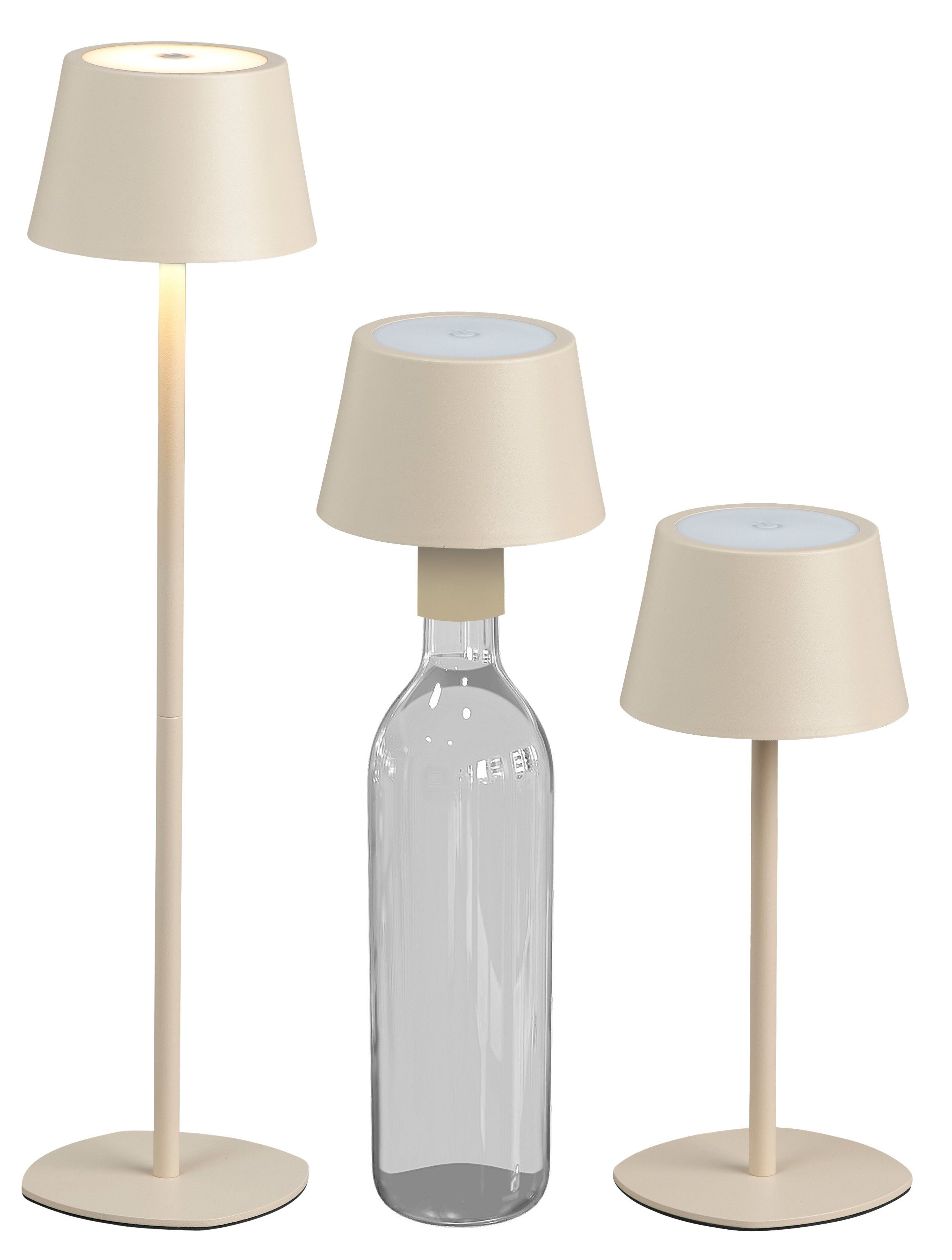 Northpoint LED Tischleuchte LED Akku Tischlampe Flaschenleuchte 3in1 45cm warmweiß