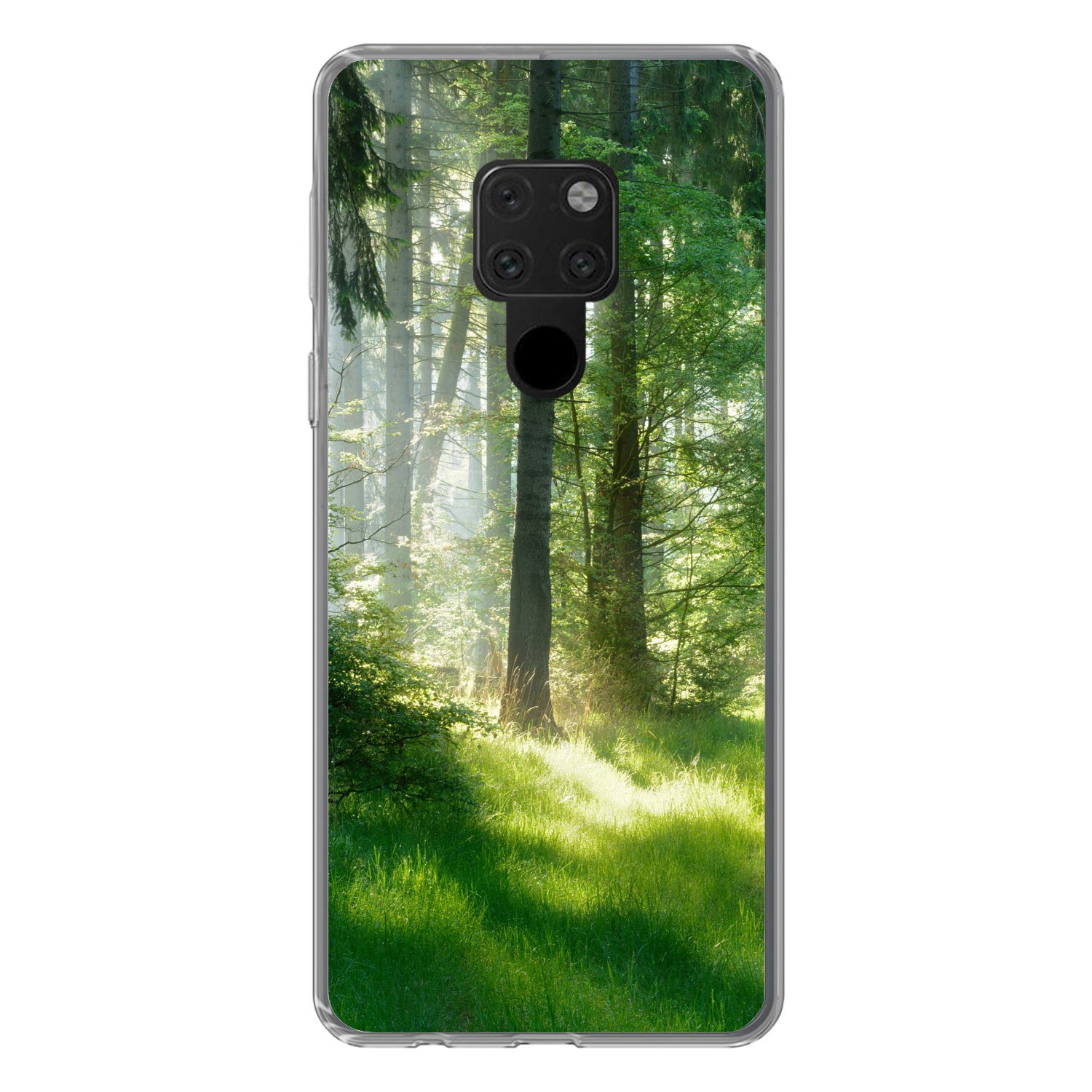 MuchoWow Handyhülle für Huawei P40 Lite Natur - Bäume - Wald - Grün - Sonne - Gras - Pflan, Handy Case, Silikon, Bumper Case Dünn