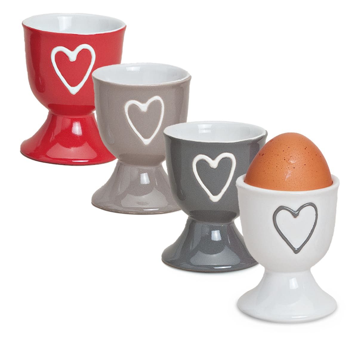 matches21 HOME & HOBBY Подставки для яиц, (4-tlg), Runde Keramik Ei-Halter als lustige Frühstücks-Eier Tisch-Deko