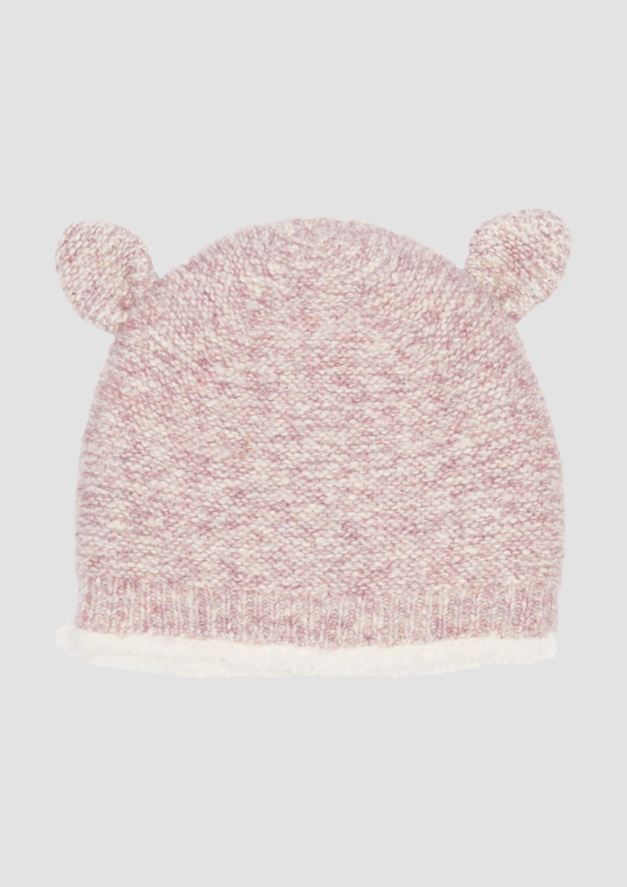 s.Oliver Strickmütze Mütze Bärchen-Mütze mit Teddyplüschfutter