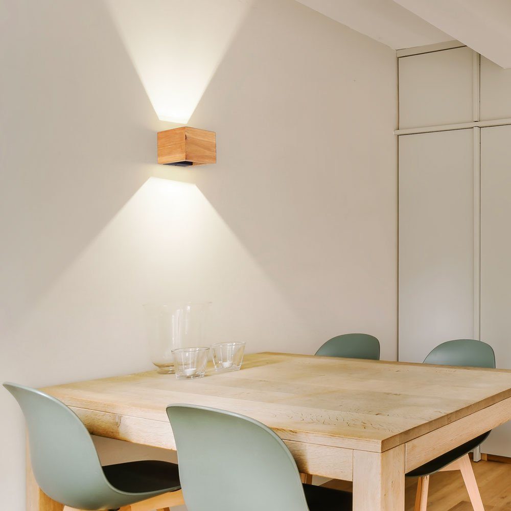 Globo LED Wandleuchte, Leuchtmittel inklusive, Warmweiß, Wandleuchte Wandlampe Holzleuchte Designleuchte Wohnzimmer Up-