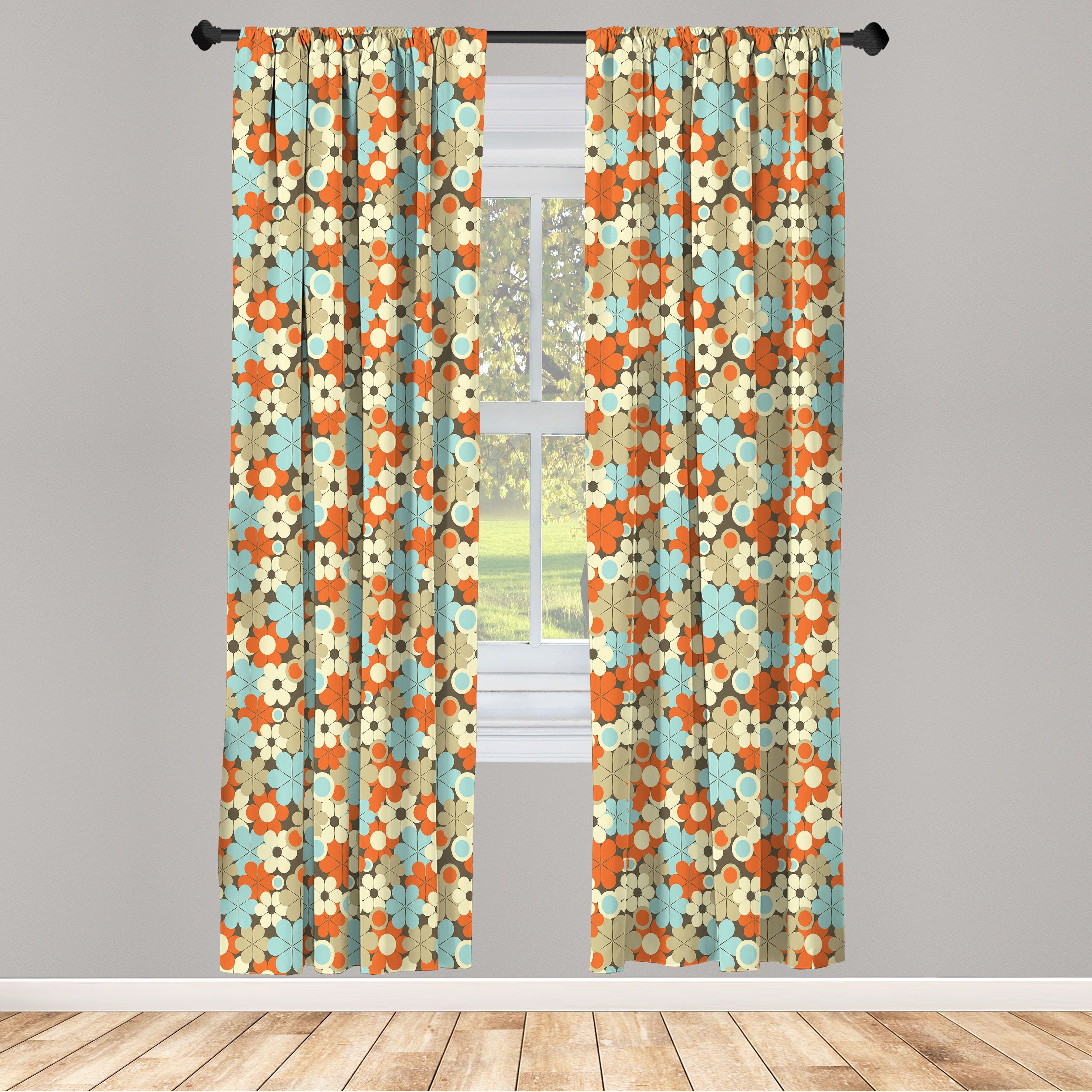 Gardine Vorhang für Wohnzimmer Schlafzimmer Dekor, Abakuhaus, Microfaser, Blumen Retro Einfache Blumen