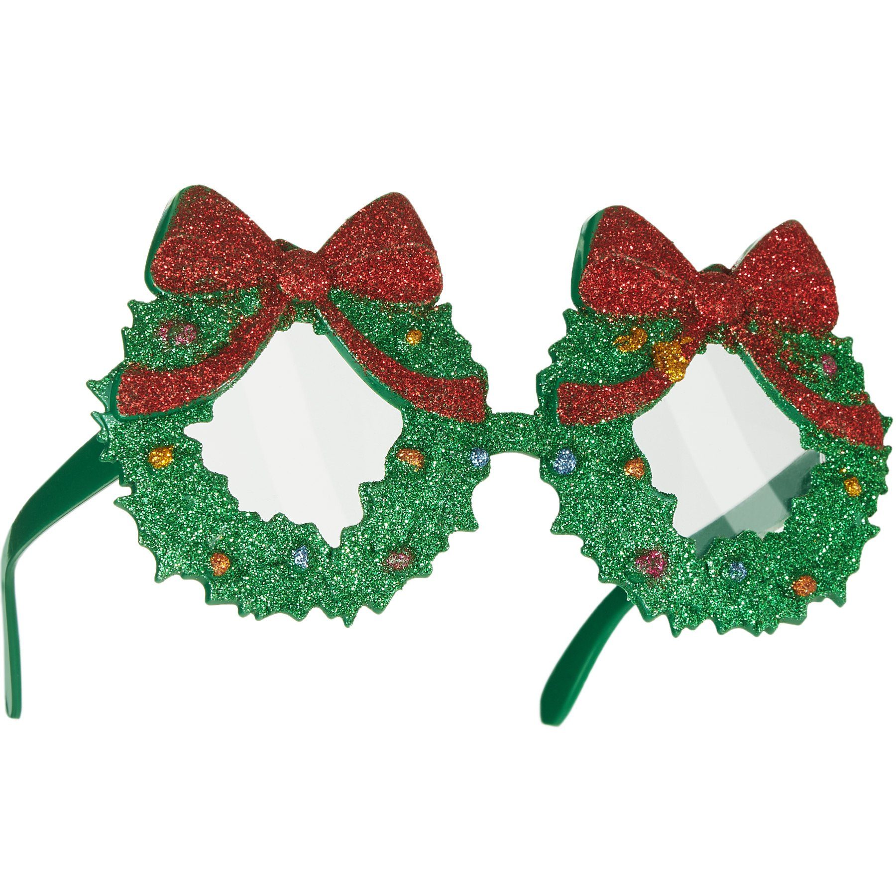 Kostüm Spaßbrille Weihnachtskranz mit Schleife