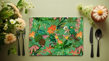 Platzset, "Elegantes Erbe aus dem Dschungel: Vintage Papagein-Design", raxxa, (Set, 2-St., Platzdecken)