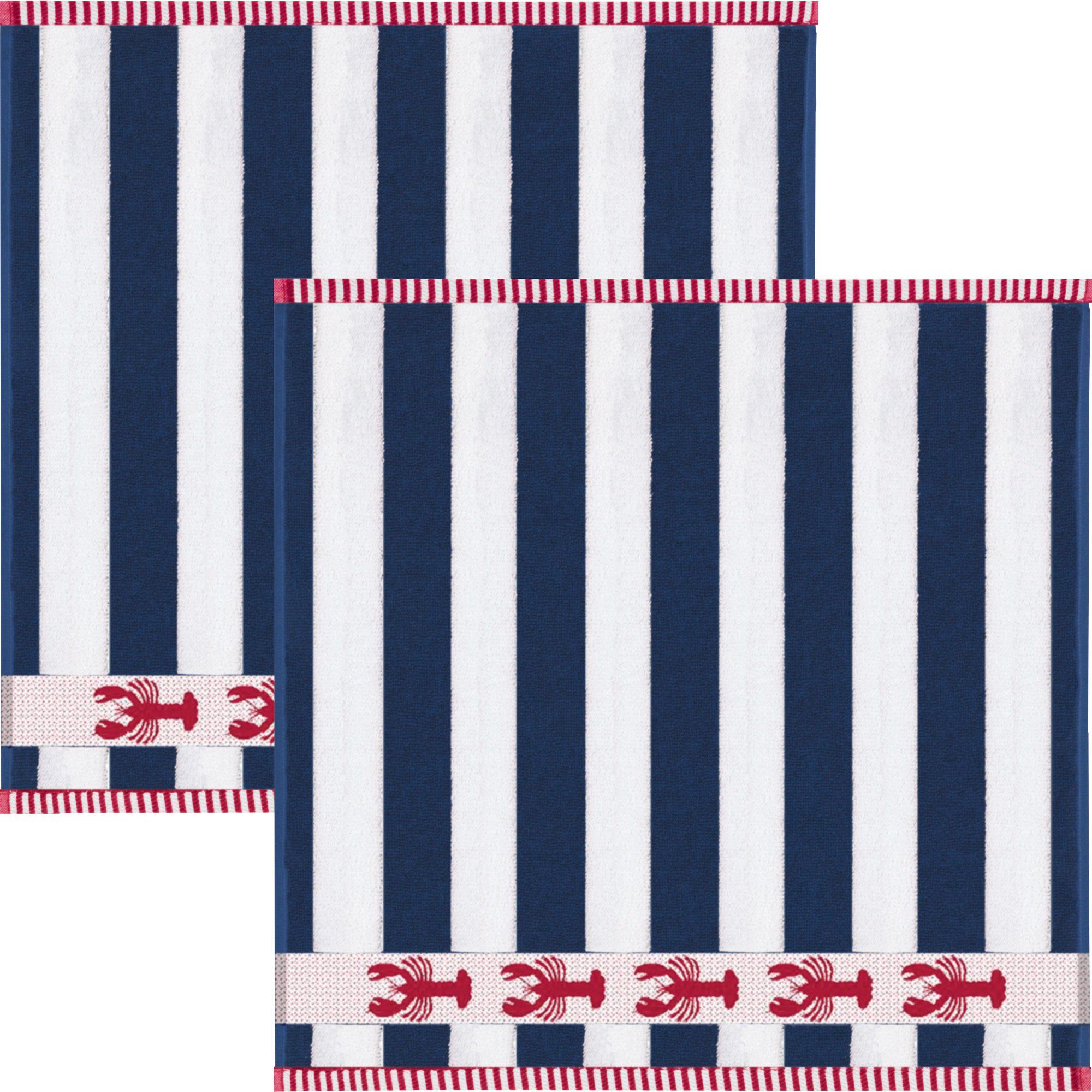 2er-Pack, Baumwolle Geschirrtuch Frottier-Geschirrtuch (2-tlg), Streifen Kracht