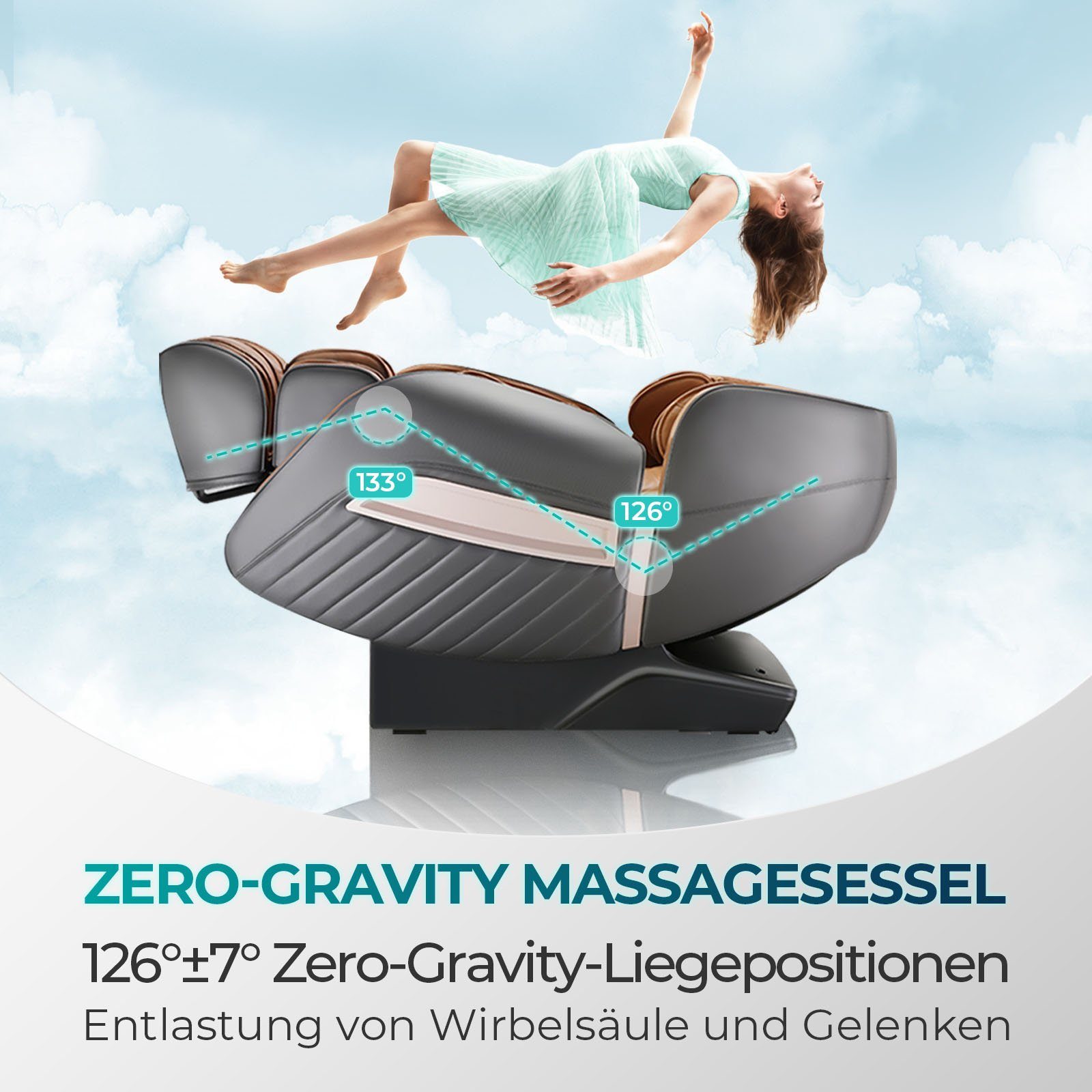 NAIPO Massagesessel Shiatsu Zero-Gravity Massagestuhl, Wärmetherapie, 3D Su günstig online kaufen