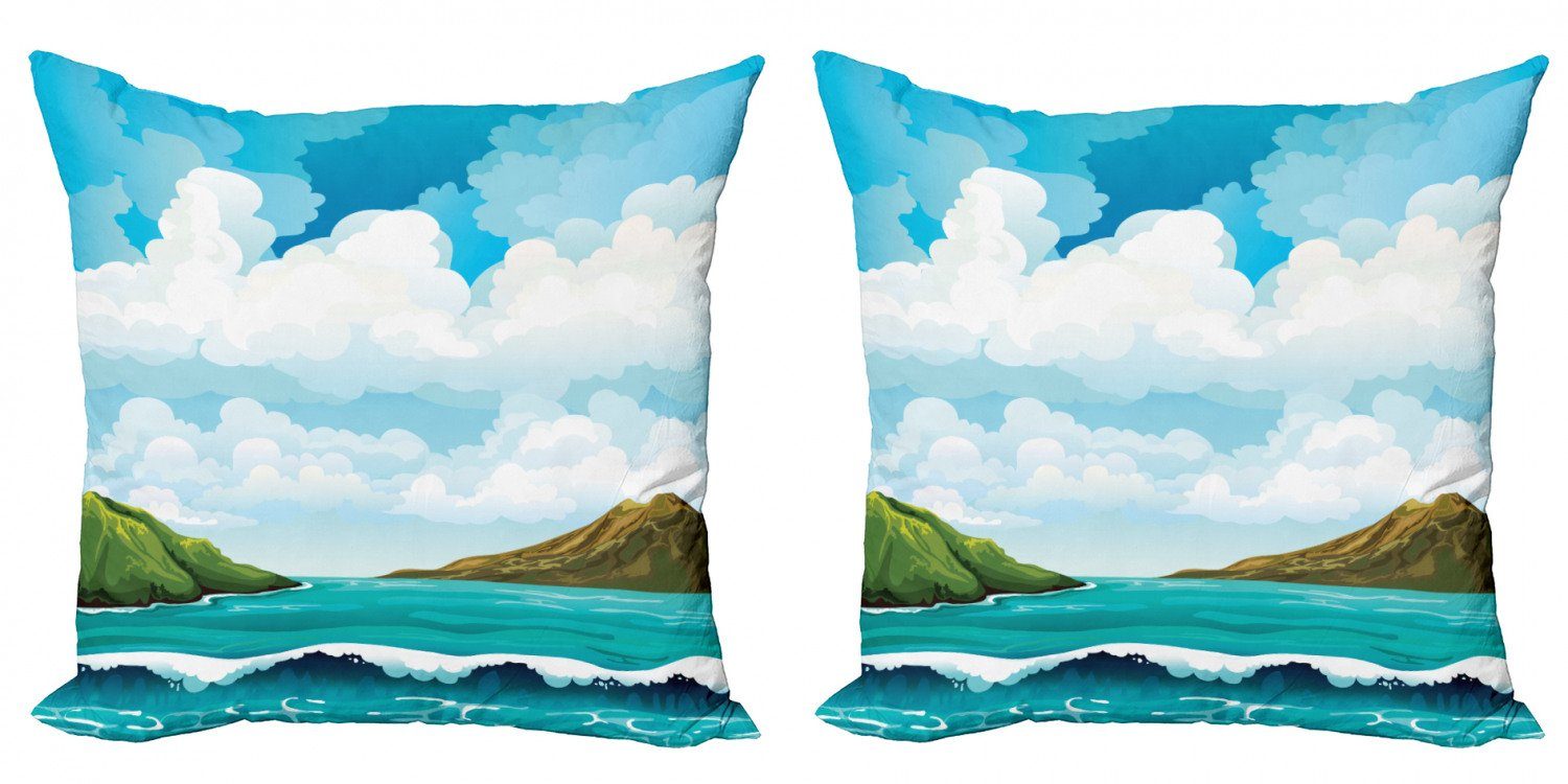 Kissenbezüge Modern Digitaldruck, Doppelseitiger Stück), (2 Abakuhaus Waves Accent Inseln Sky Blue Meer