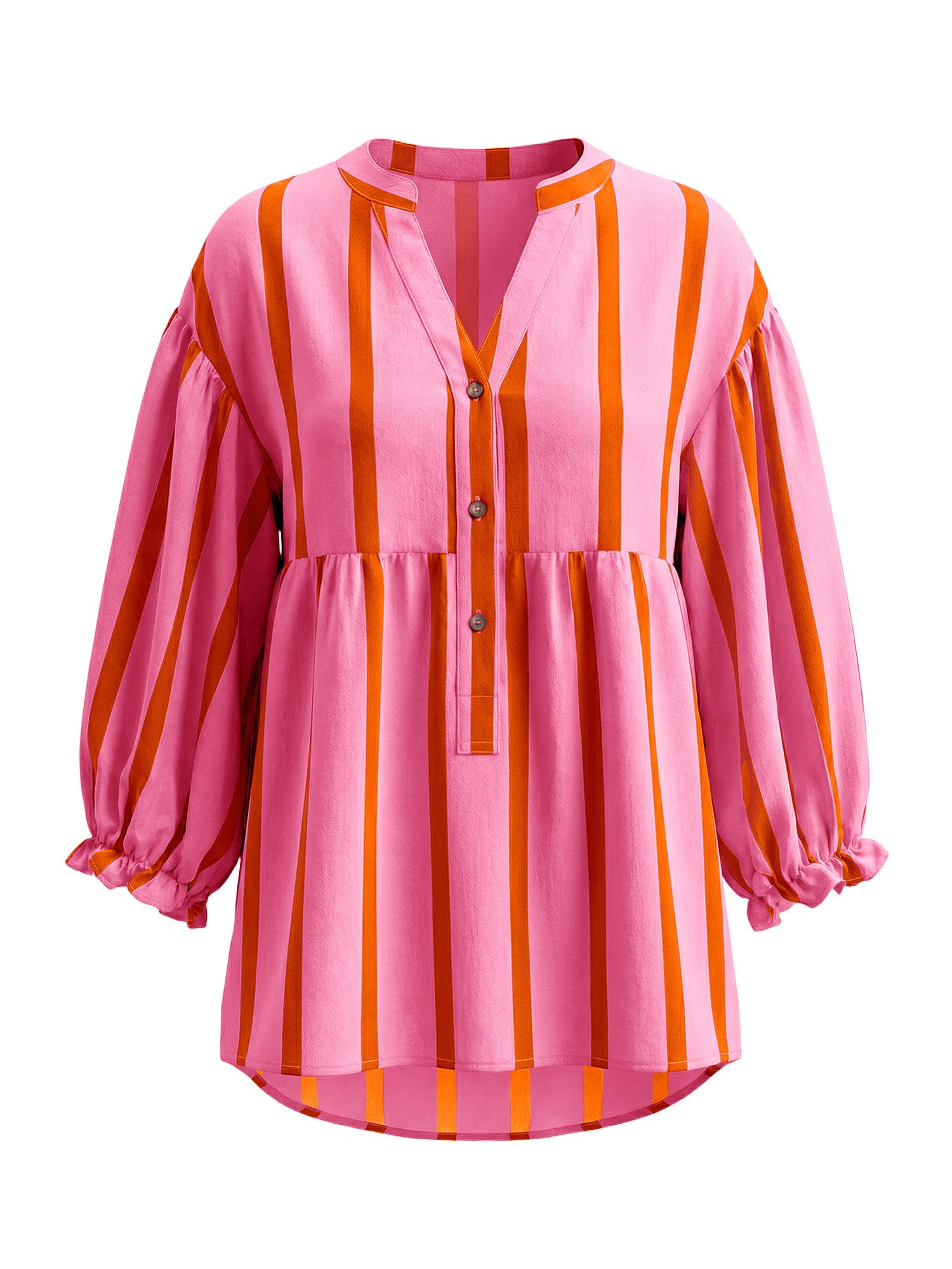 Blusentop Damen Puffärmel Bluse gestreift