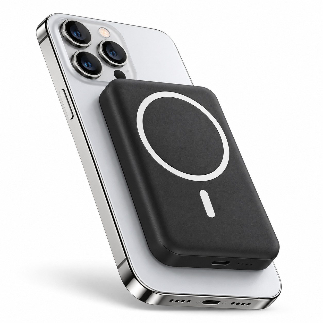 Diyarts Powerbank 5000 mAh, mit USB-C, 15 W Qi-Laden & LED-Kontrollleuchte