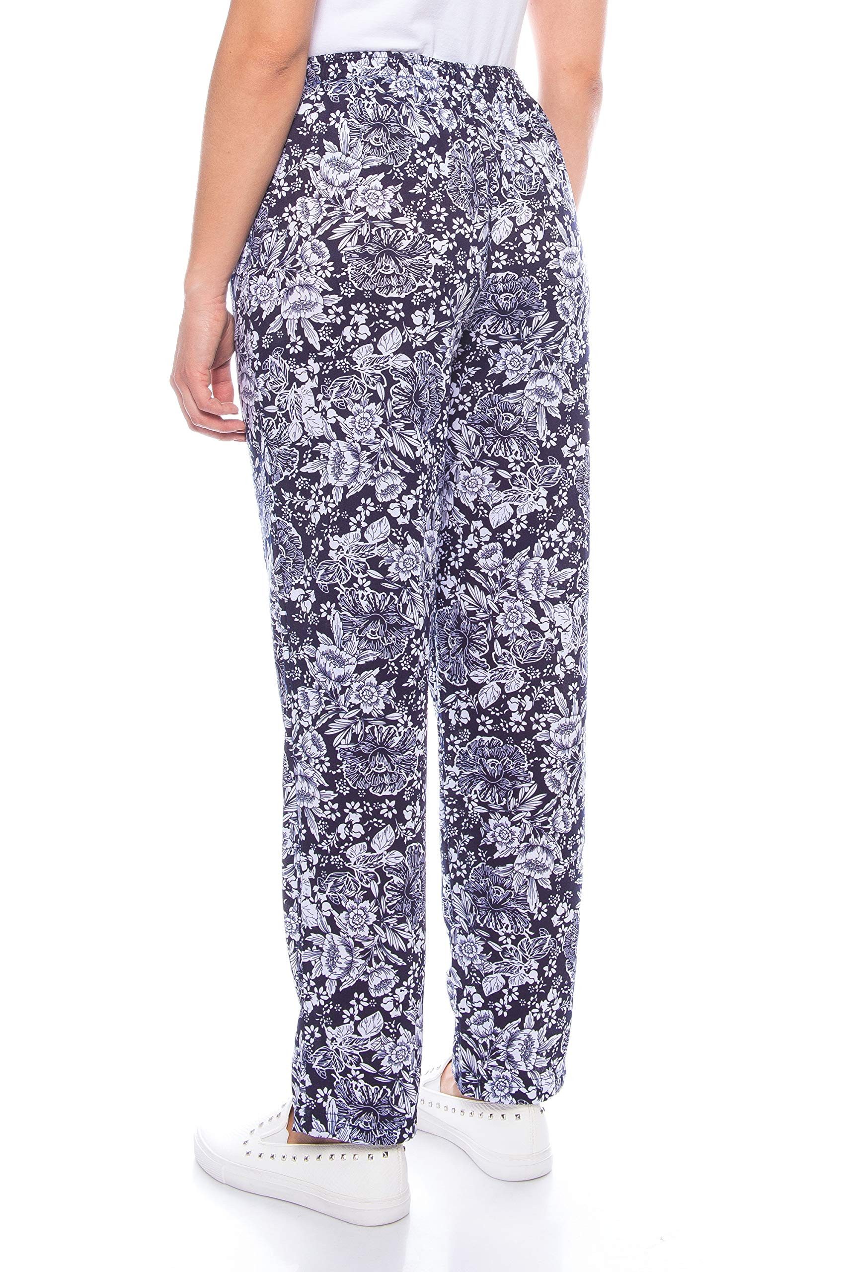 Kendindza Collection Strandhose Damen Sommerhose leicht lang luftige gemustert elastischer Bund Kordelzug Gummizug luftig – Bild 3 von 3