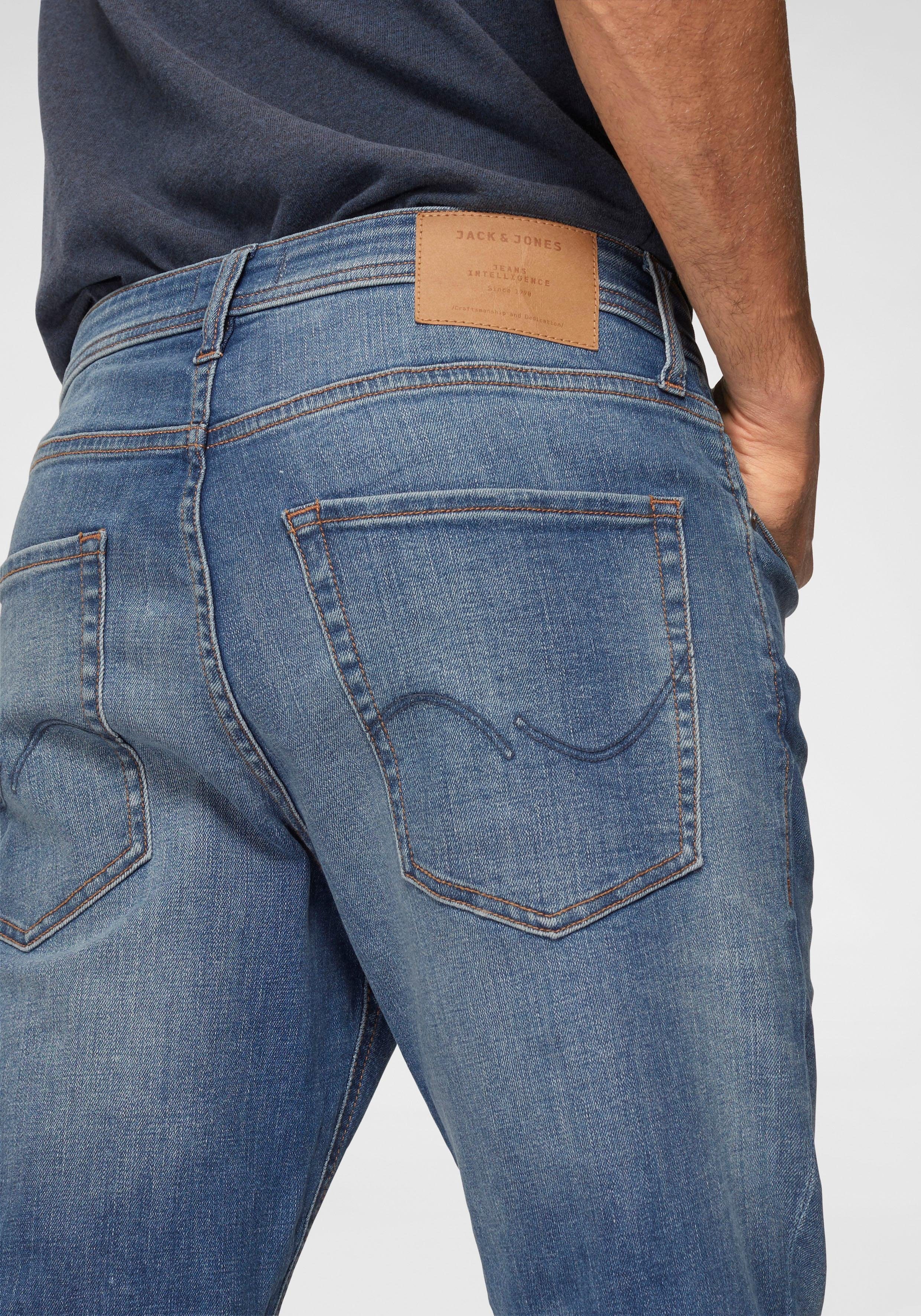 Jack & Jones Slim-fit-Jeans JJITIM mit Waschung und praktischen Taschen Abriebeffekte, modisch, slim fit, Denim