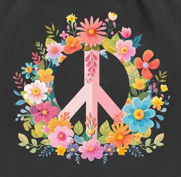 Shirtracer Turnbeutel Peace-Zeichen Peacezeichen Frieden Hippie Flow Power 60er 70er Flowerp, Statement