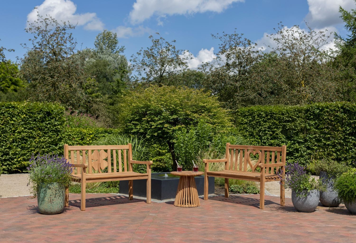 bene living Gartenbank Teakholz Herz 120 cm, naturbelassenes Massivholz aus günstig online kaufen