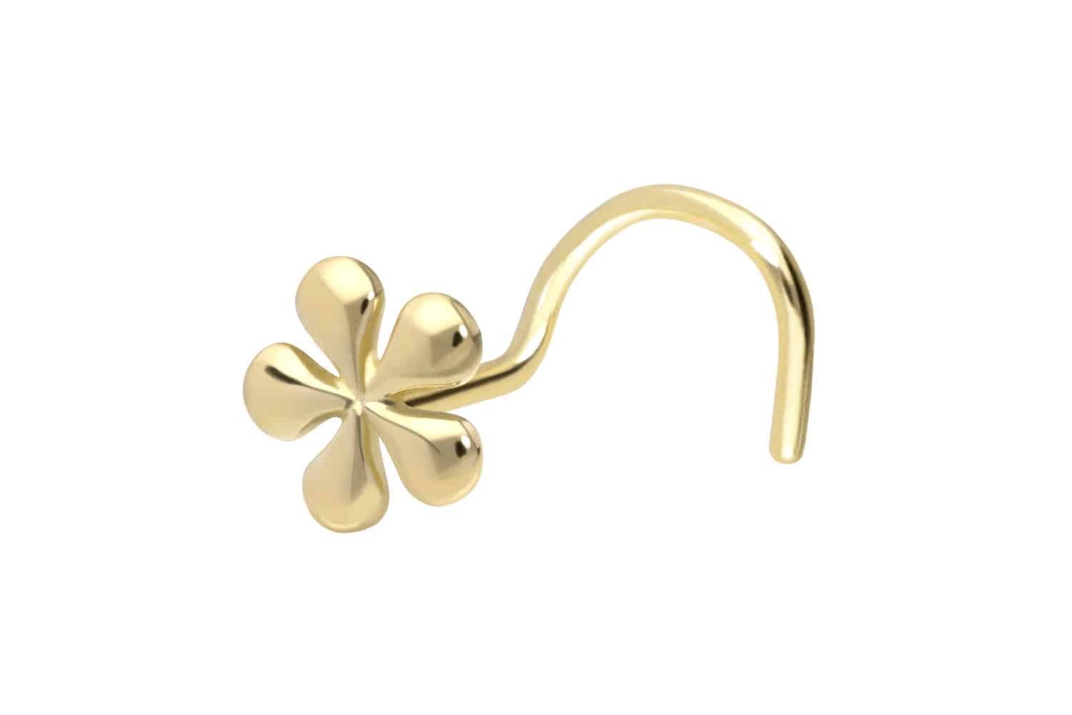 Nasenpiercing 14/18 Karat Gold Nasenstecker Spirale BLUME