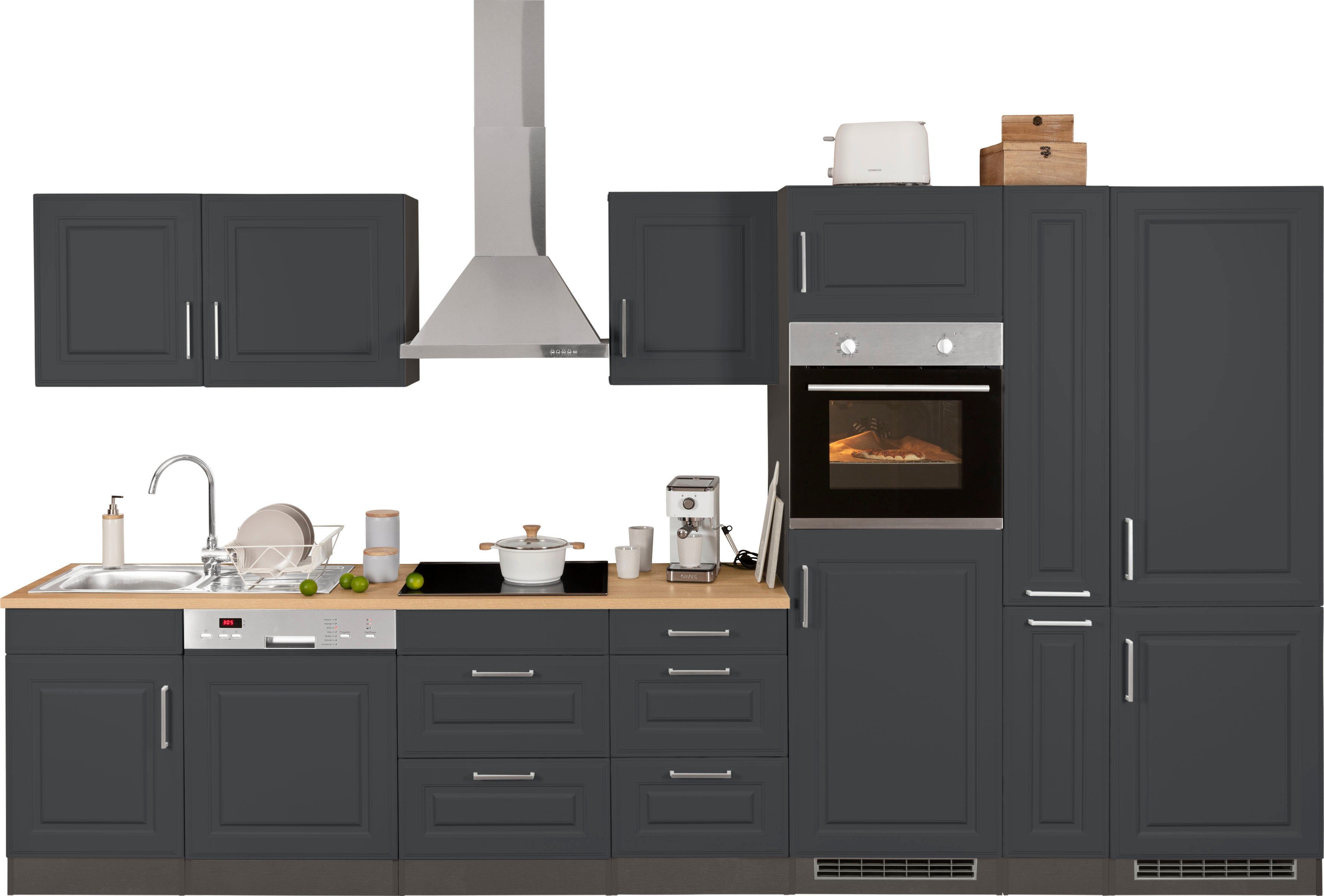 KOCHSTATION Küchenzeile KS-Stockholm, Breite 370 cm, mit hochwertigen MDF F günstig online kaufen