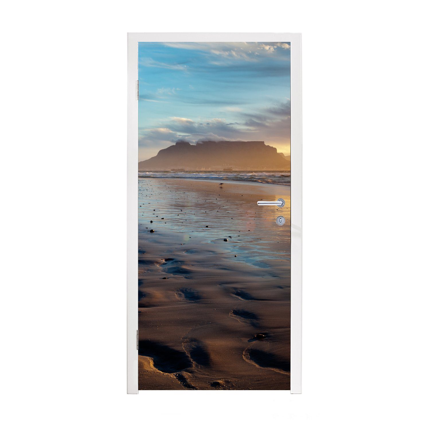 MuchoWow Türtapete Sonnenuntergang über dem Tafelberg in Kapstadt, Matt, bedruckt, (1 St), Fototapete für Tür, Türaufkleber, 75x205 cm