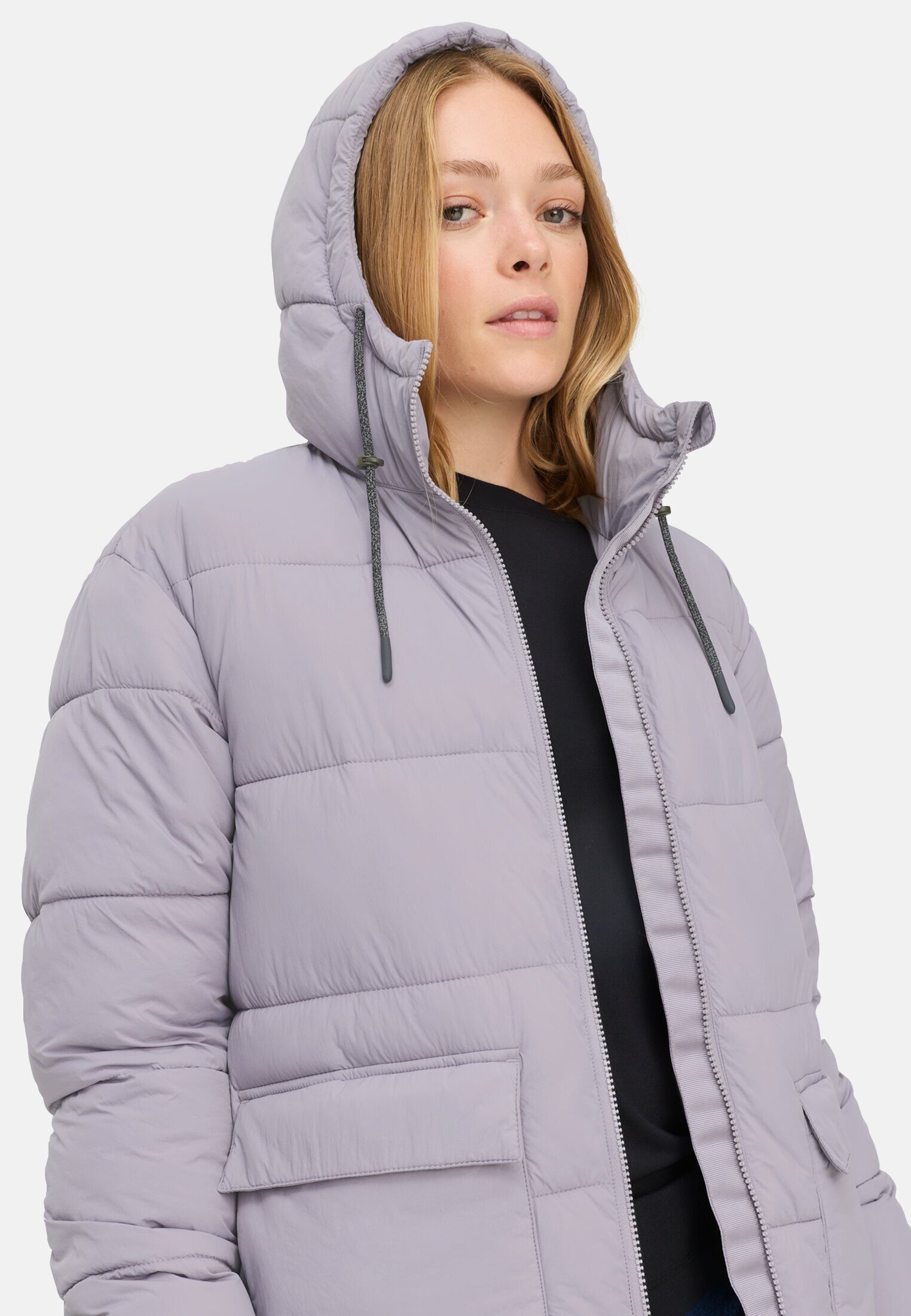 camel active Langmantel mit verstellbarem Saum und fester Kapuze Langarm Kapuze