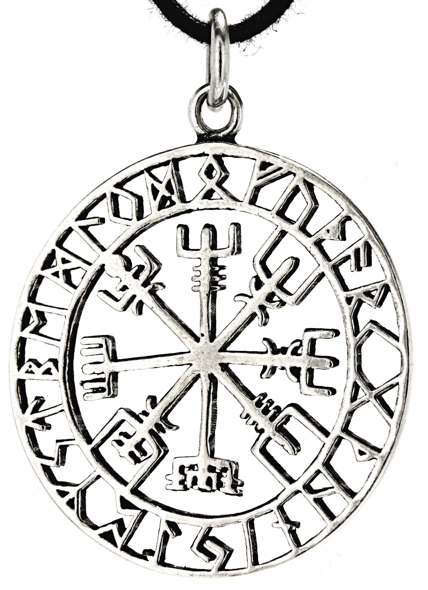 NEU magischer Vegvisir Wikinger Kompass 925 Silber Runenkreis Runen Kompaß 
