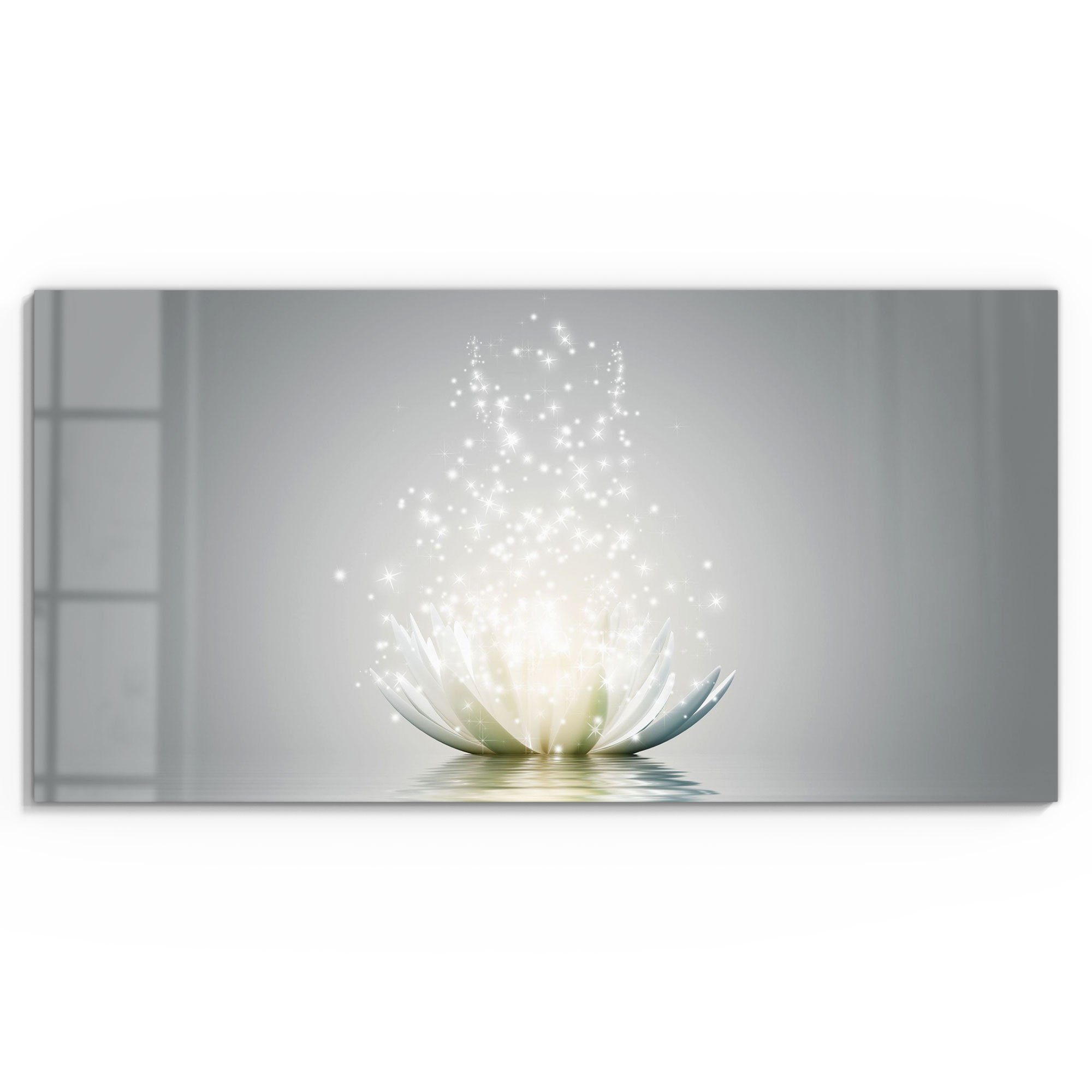 DEQORI Glasbild 'Funkelnde Lotusblüte', 'Funkelnde Lotusblüte', Glas Wandbi günstig online kaufen