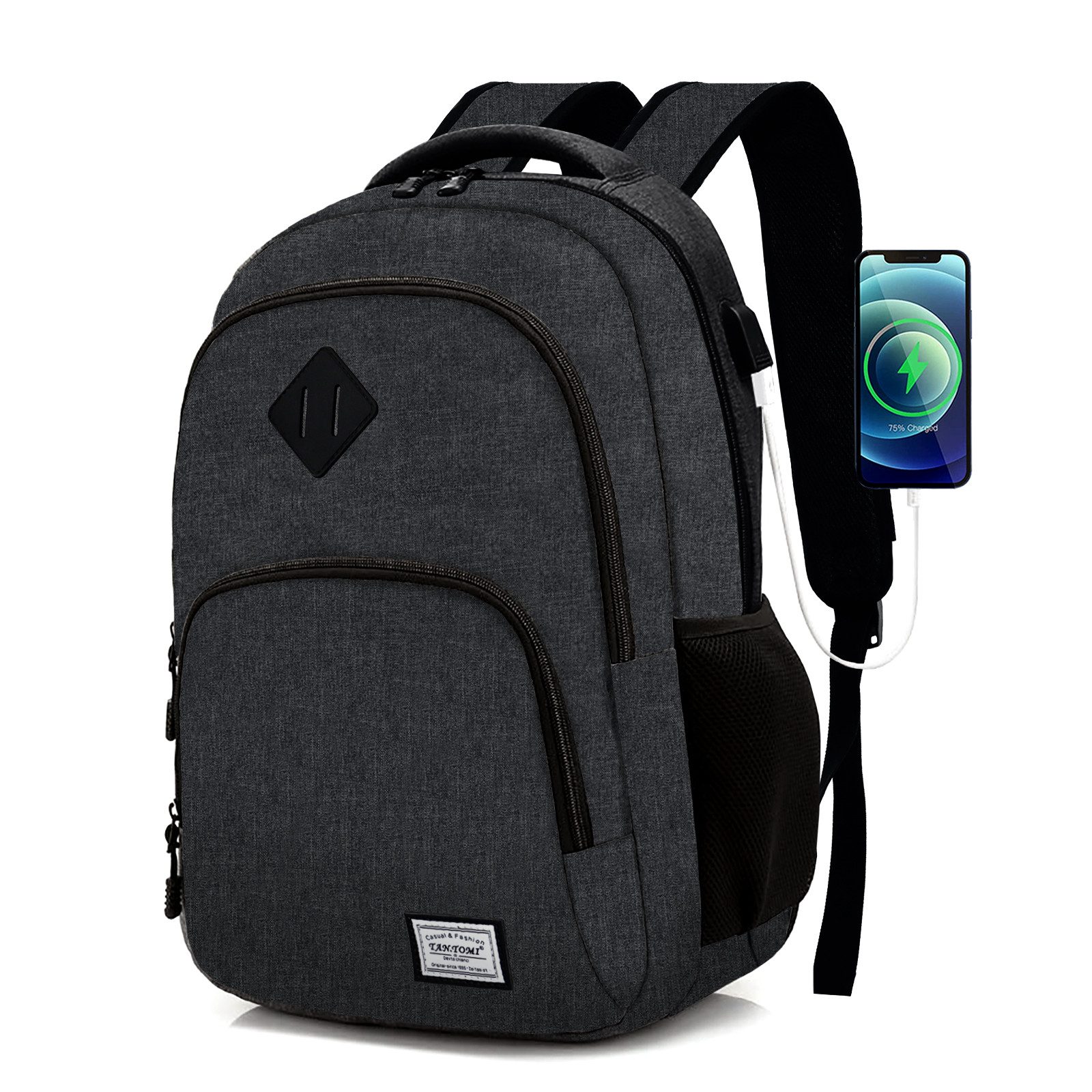 TAN.TOMI Rucksack Laptop Rucksack Herren Große Kapazität Casual Rucksack, für 15,6" Laptop mit USB Ladeanschluss für Reisen