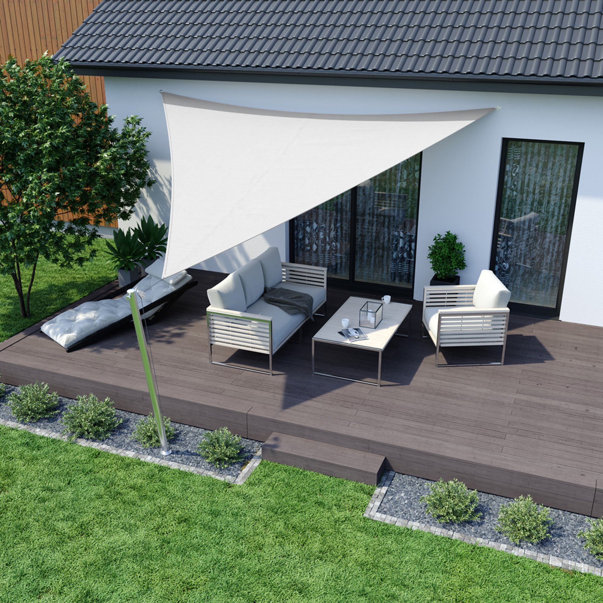 jarolift Sonnensegel Sonnensegel 3,6x3,6x3,6m dreieckig cremeweiß UV-Schutz wasserabweisend, (1-tlg), Dreieckiges Sonnensegel mit UV-Schutz und stabiler Verarbeitung