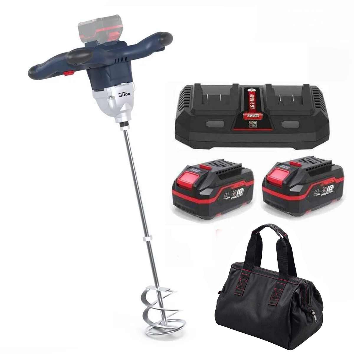 Güde Rührwerk Profi Rührwerk RW 18-601-2-30 mit 2 x Akku 6.0 Ah,Ladegerät, Tasche