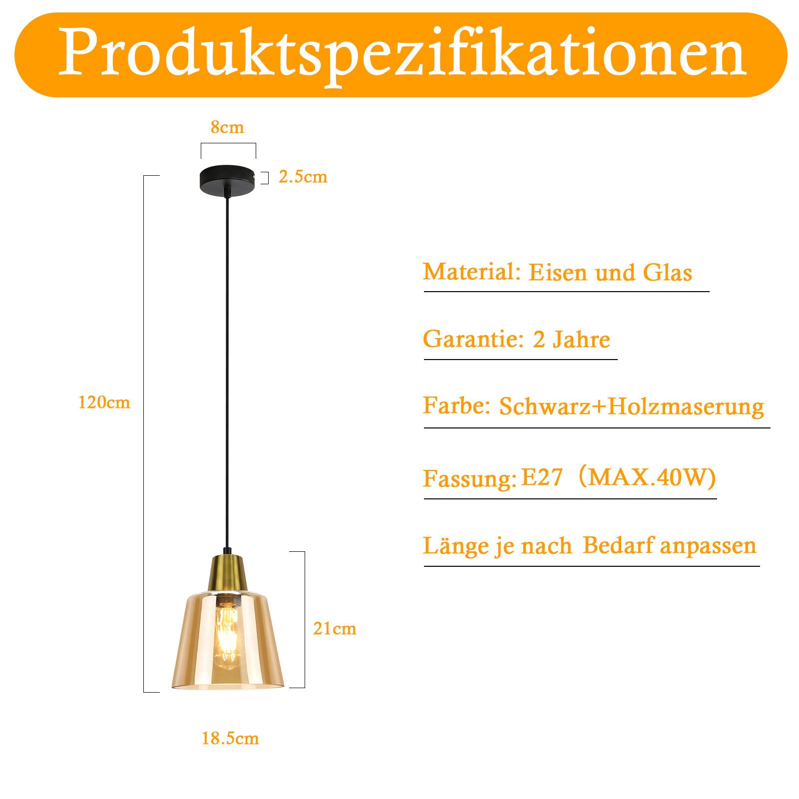 ZMH Pendelleuchte Esszimmer 1/3 Flammig E27 Transparent Hängeleuchte Schlafzimmer Hotel, Einfache Installation, ohne Leuchtmittel, Glas E27 Hängeleuchte Retro Esszimmerlampe