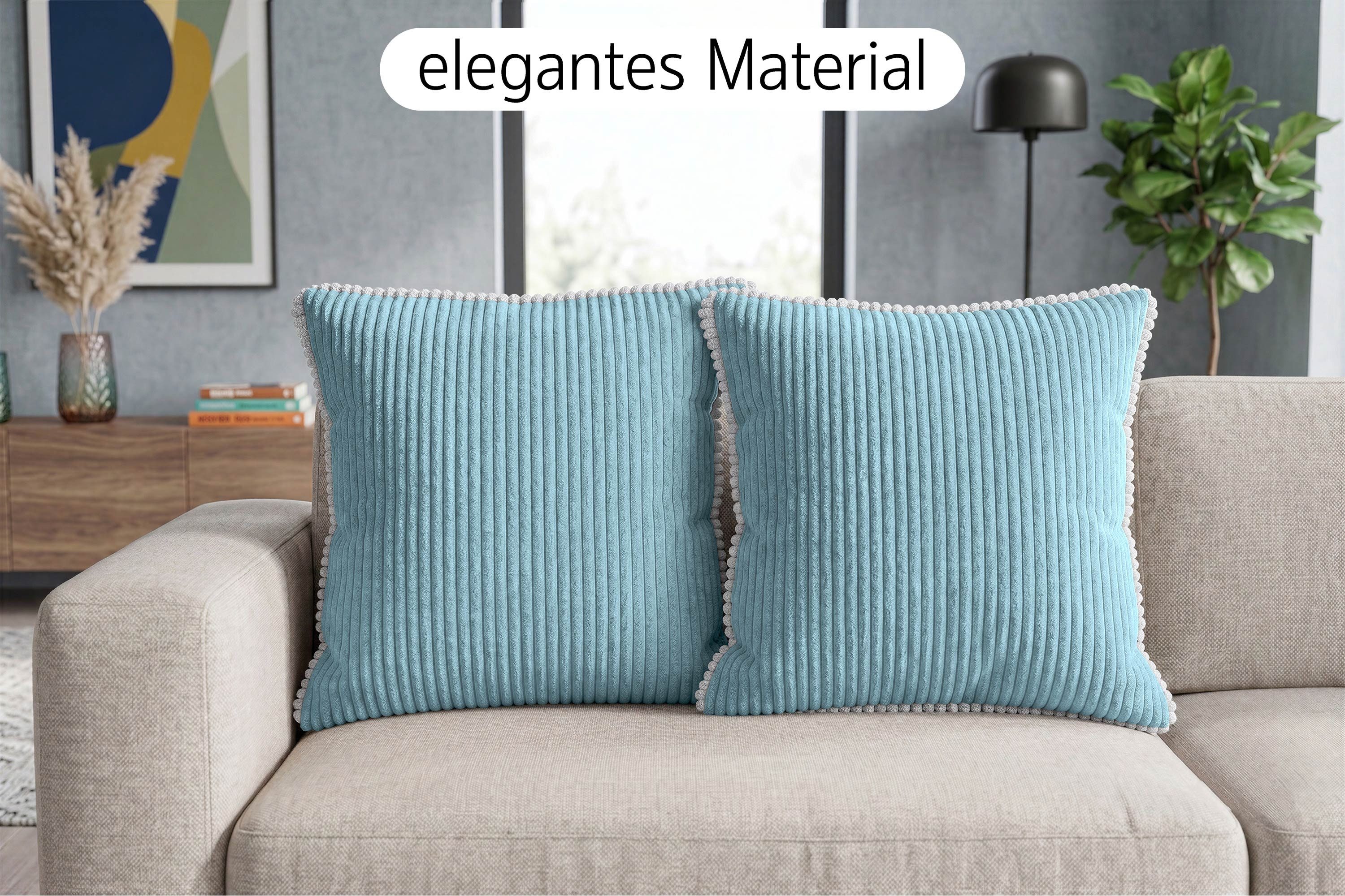 Amilian Dekokissen Sofakissen 4er Set mit Füllung 2x 40x40 cm + 2x 35x45 cm, Hotelverschluss Sofakissen Zierkissen – Bild 5 von 5