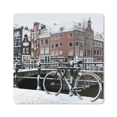 MuchoWow Gaming Mauspad Amsterdam - Fahrrad - Winter (1-St), Gaming, Rutschfester Unterseite, Mausunterlage, 50x50 cm, XXL, Großes