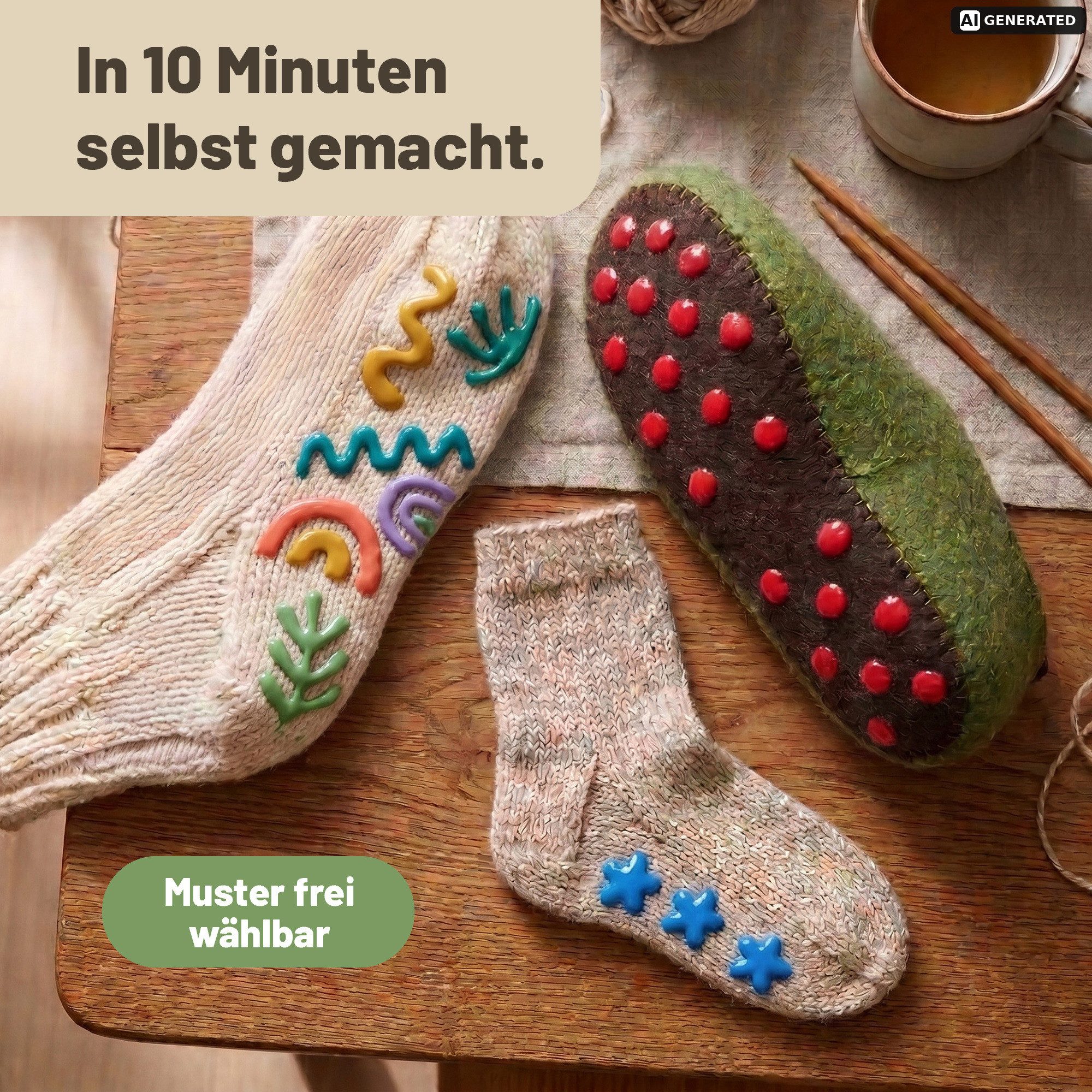 Viva Decor Bastelfarbe ABS Socken-Stopp Antirutsch-Farbe für Socken, Teppiche & Textilien, wasserbasiert, latexfrei, geruchsneutral, waschbar bei 30 °C – Bild 5 von 5