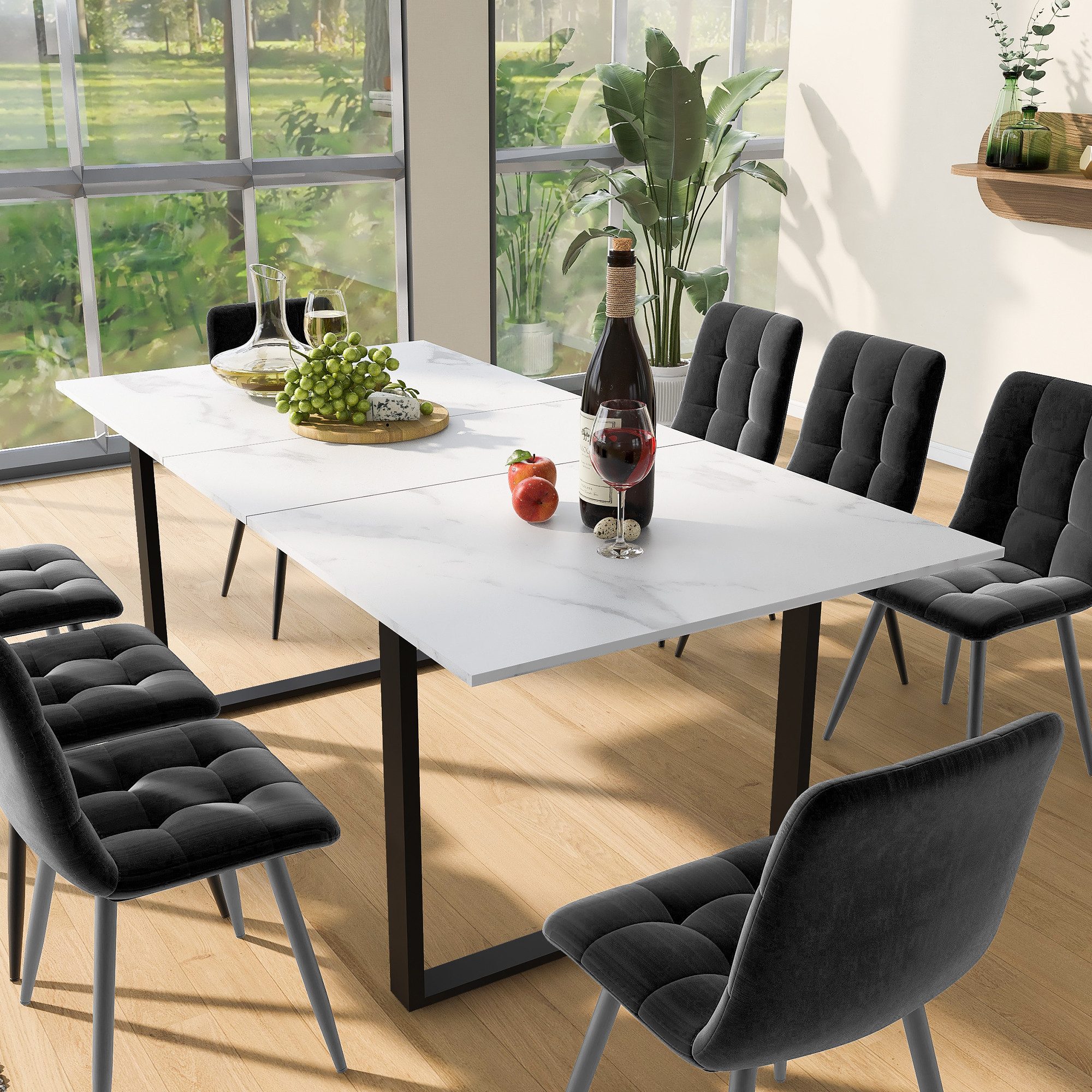 MODFU Esstisch Esstisch Teleskoptisch,Moderne Esstisch,mit Marmoroptik,Esst günstig online kaufen
