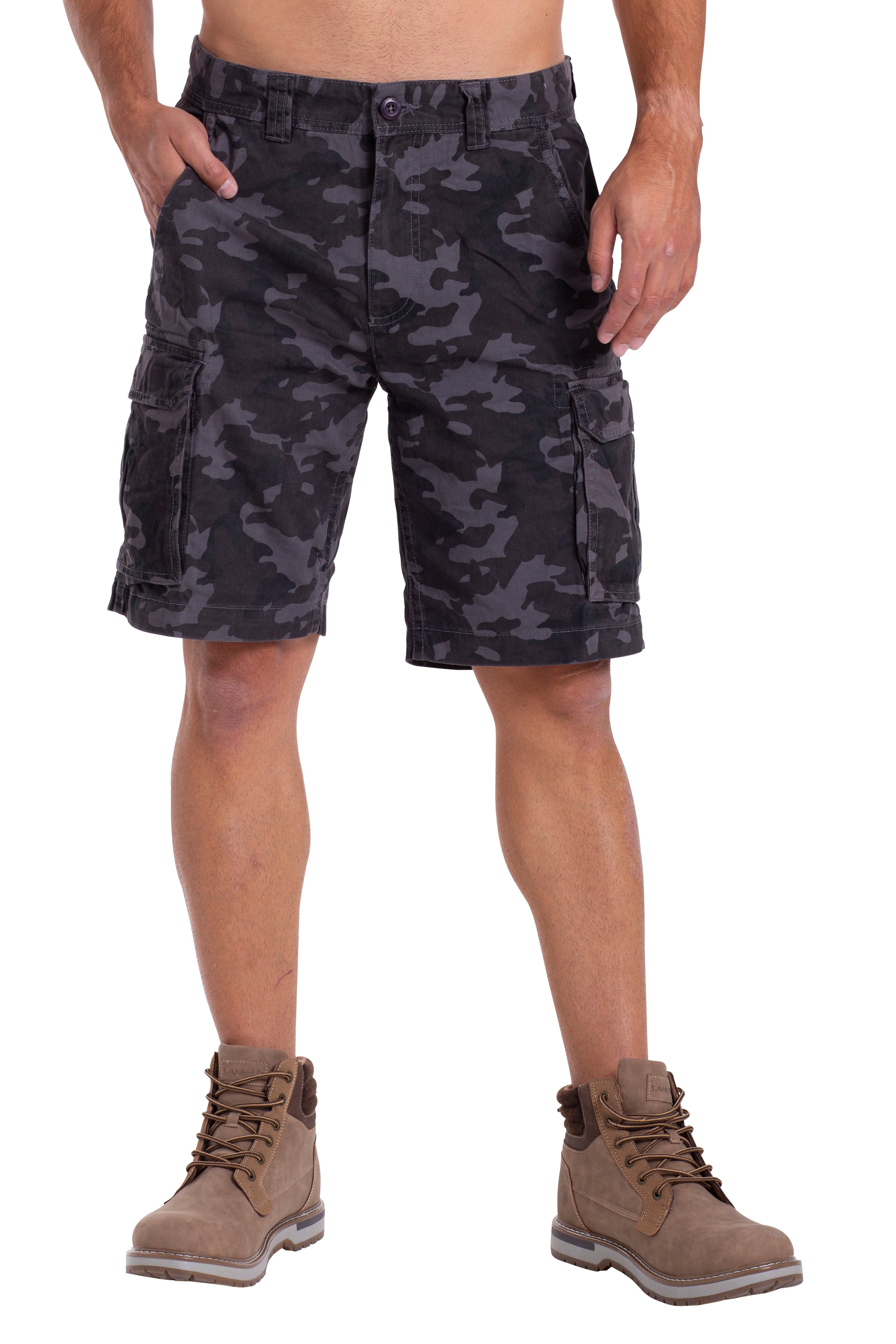 Cargobermudas Holzkohle Shorts Heer Camo Arbeitskleidung Baumwolle Combat Cargo Cargotasche 6 Herren BlauerHafen Camouflage