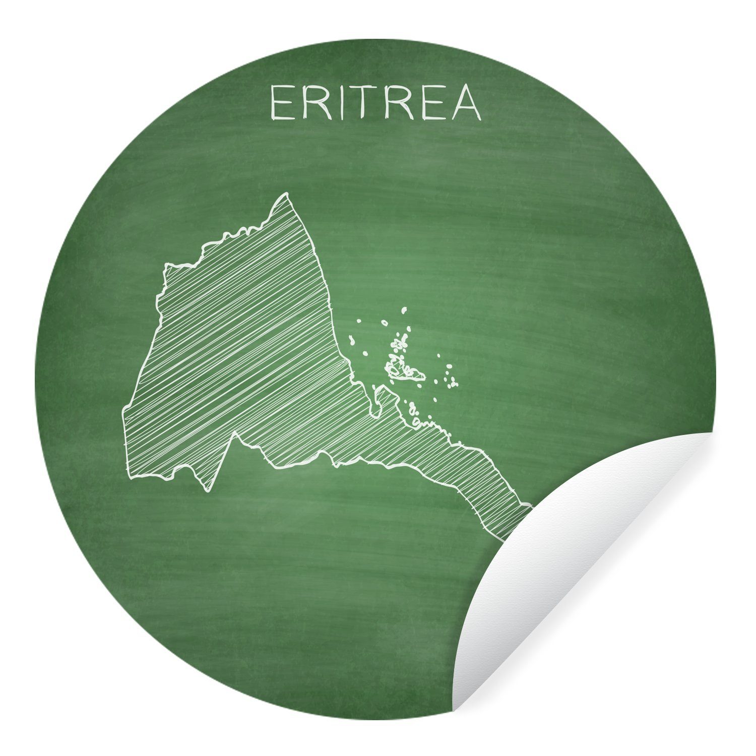 MuchoWow Wandsticker Illustration von Eritrea auf einer Kreidetafel (1 St), Tapetenkreis für Kinderzimmer, Tapetenaufkleber, Rund, Wohnzimmer
