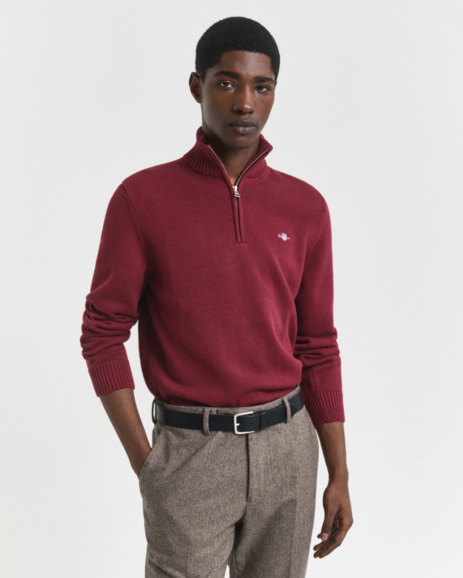 Gant Troyer CASUAL COTTON HALF ZIP mit grafischer Logostickerei auf der Bru günstig online kaufen