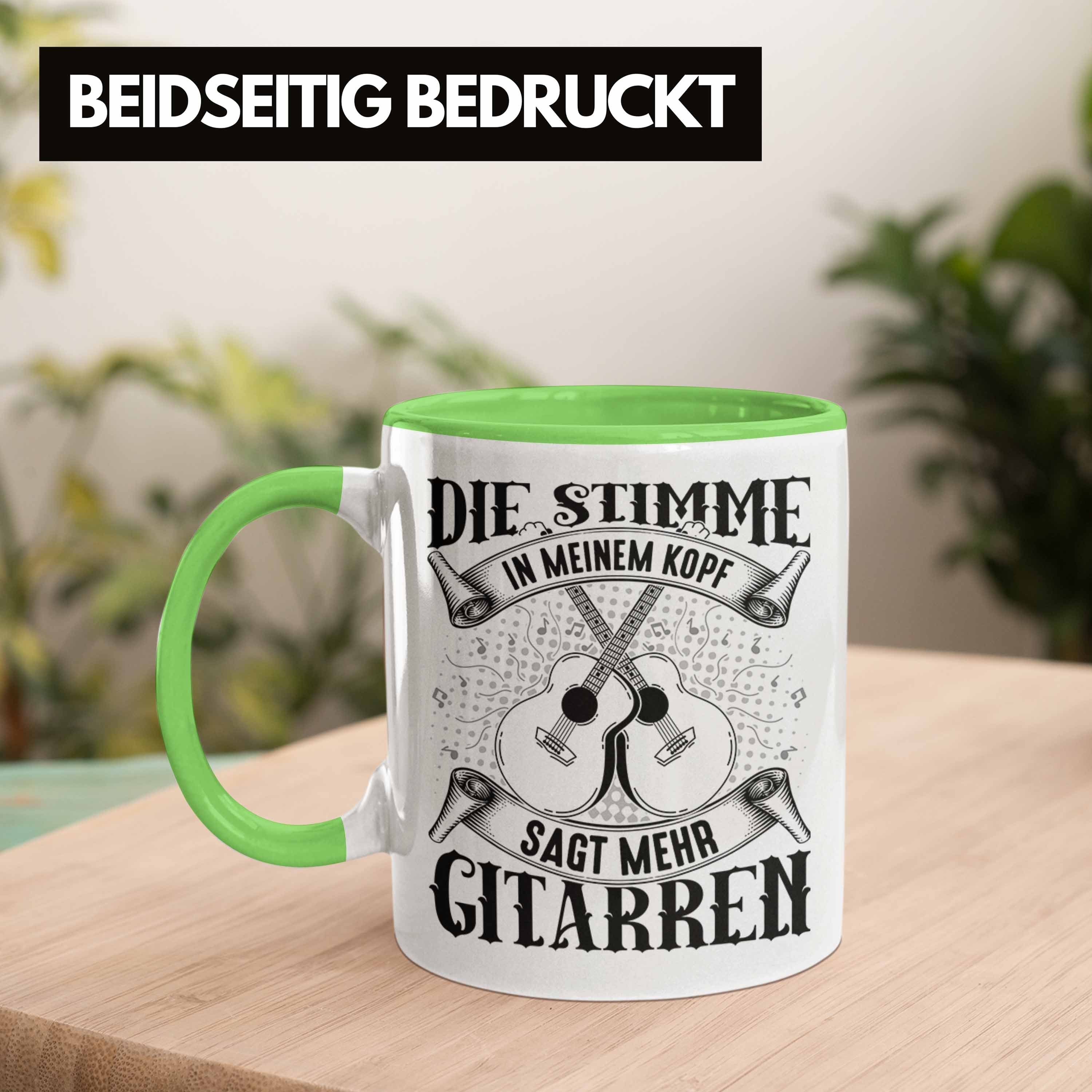 Geschenkidee Tasse Gitarrenspieler Geschenk Gitarre Kaffee-Bech Trendation Tasse Grün Spruch
