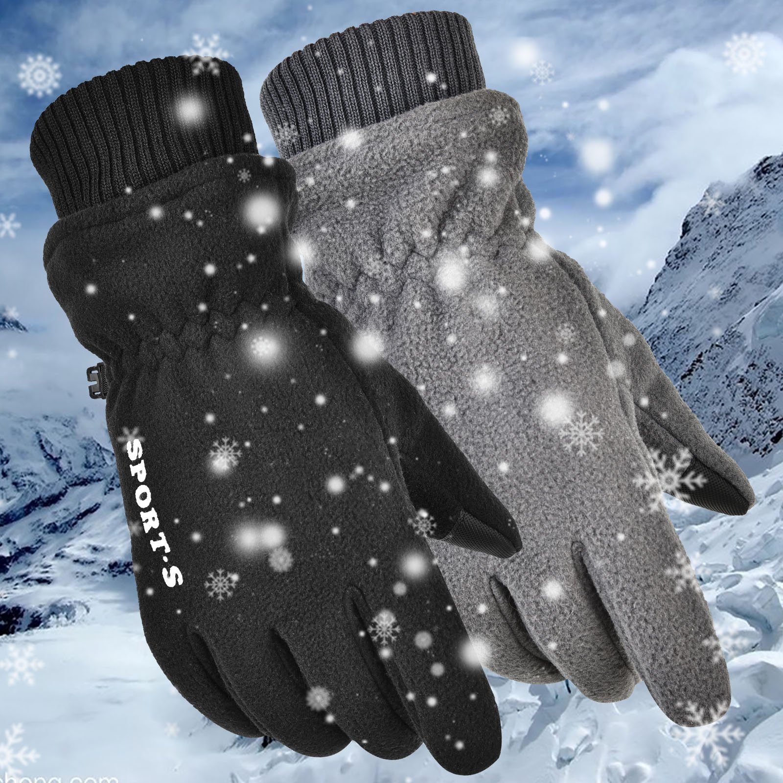 Warme Winterhandschuhe Rutschfest Skihandschuhe Thermohandschuh, Laufhandschuhe, Fleecehandschuhe Handschuhe, Grau Winddichte, Sporthandschuhe, Anti-Rutsch Sunicol Outdoor