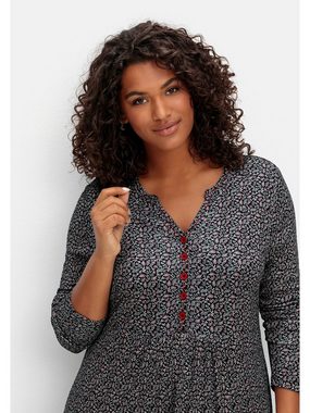 Sheego Shirtkleid Große Größen mit Minimalprint und Kontrastknöpfen