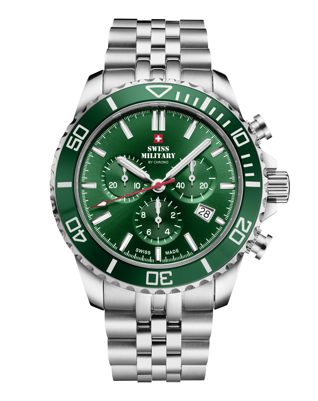 Swiss Military by Chrono Chronograph Uhren aus der Schweiz Swiss Military SM34103 Saphirglas 100 Meter Chronograph, links drehende Lünette